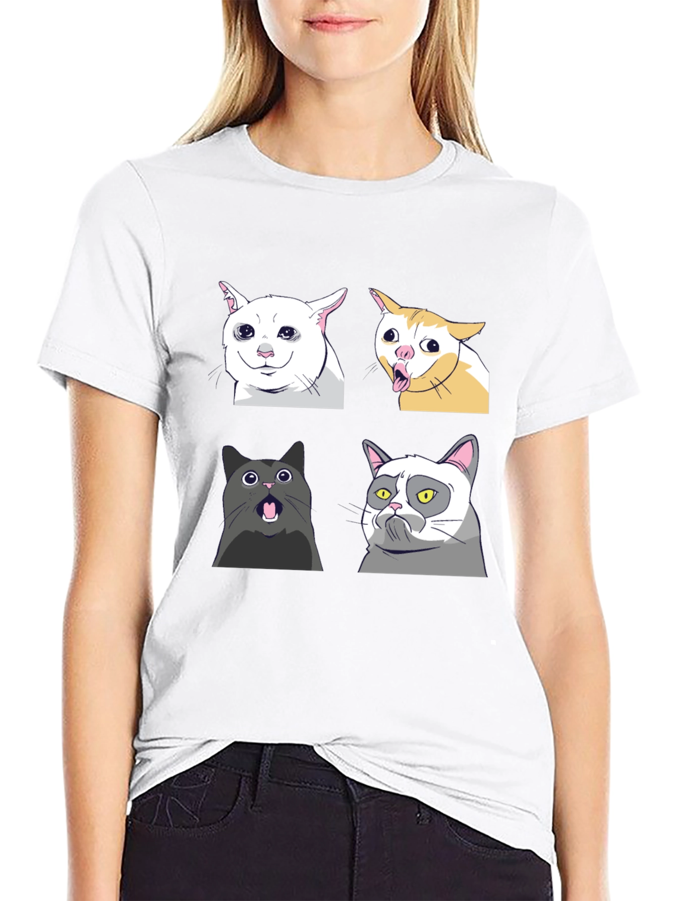 Meme Cats Black T-Shirt - Funny Graphic Tee