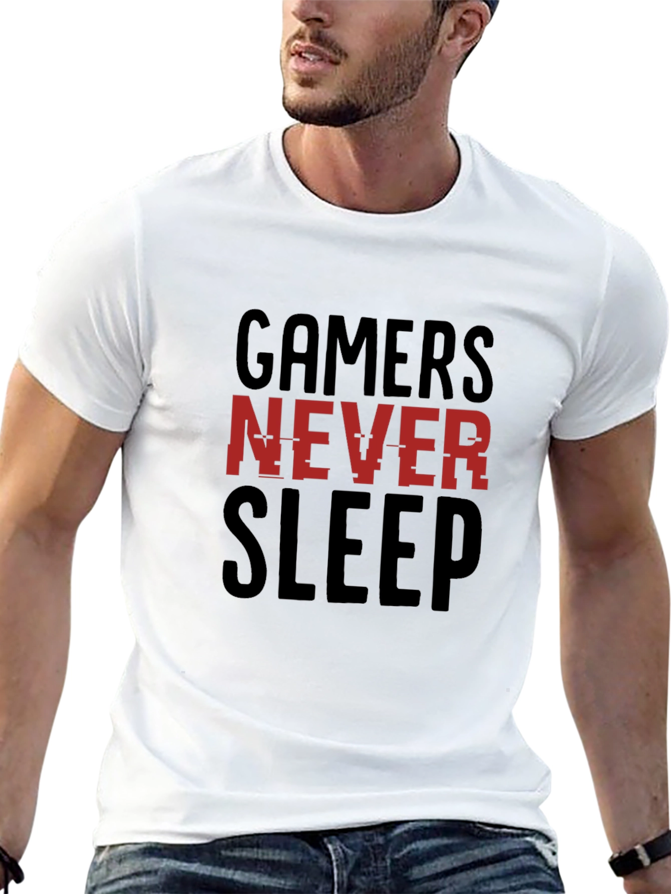 Gamers Never Sleep Graphic T-Shirt - Black