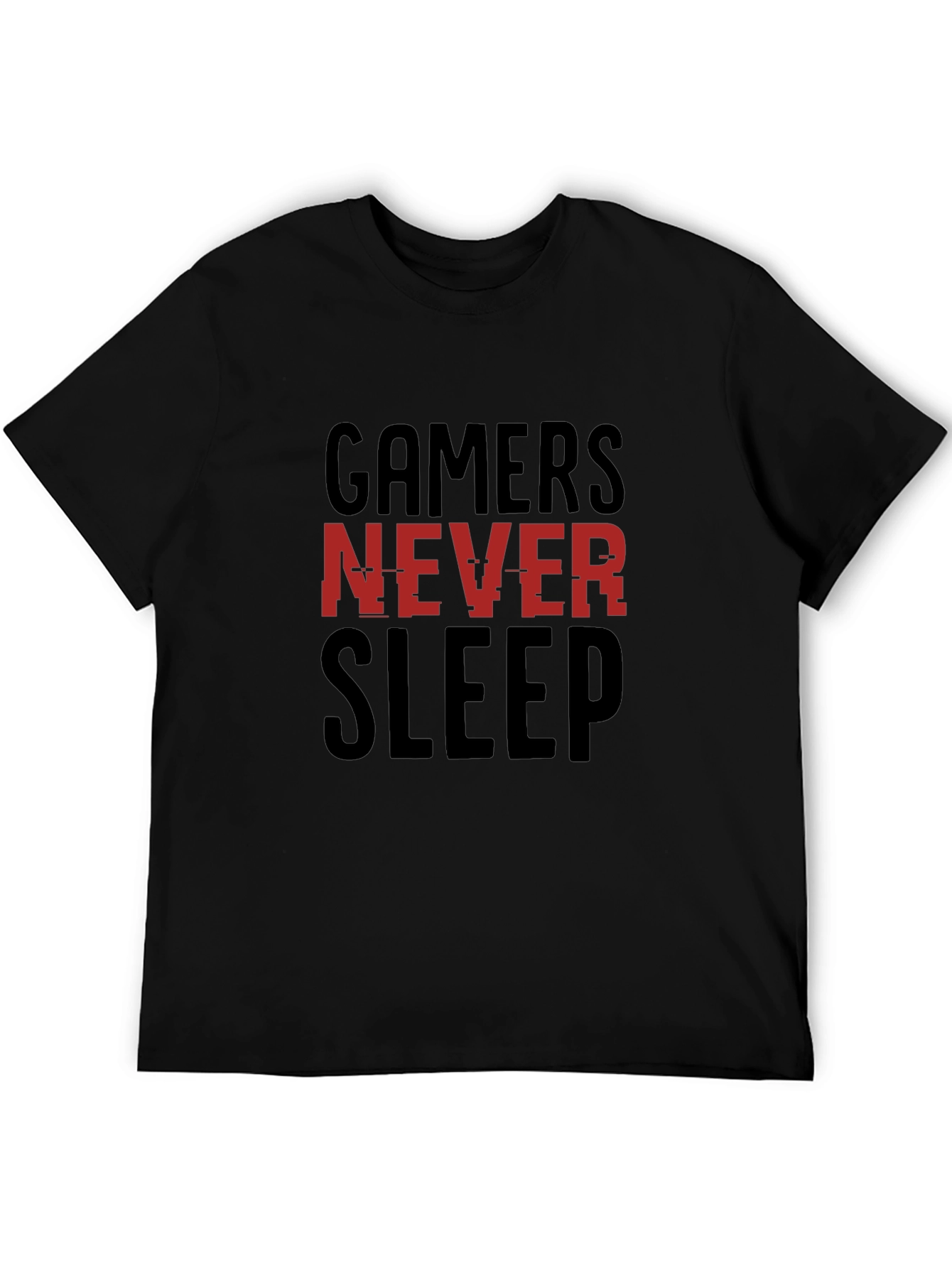 Gamers Never Sleep Graphic T-Shirt - Black