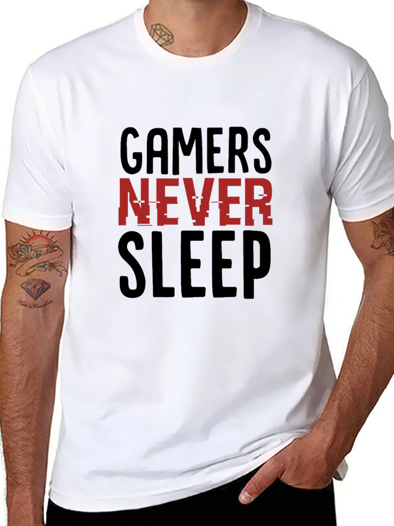 Gamers Never Sleep Graphic T-Shirt - Black
