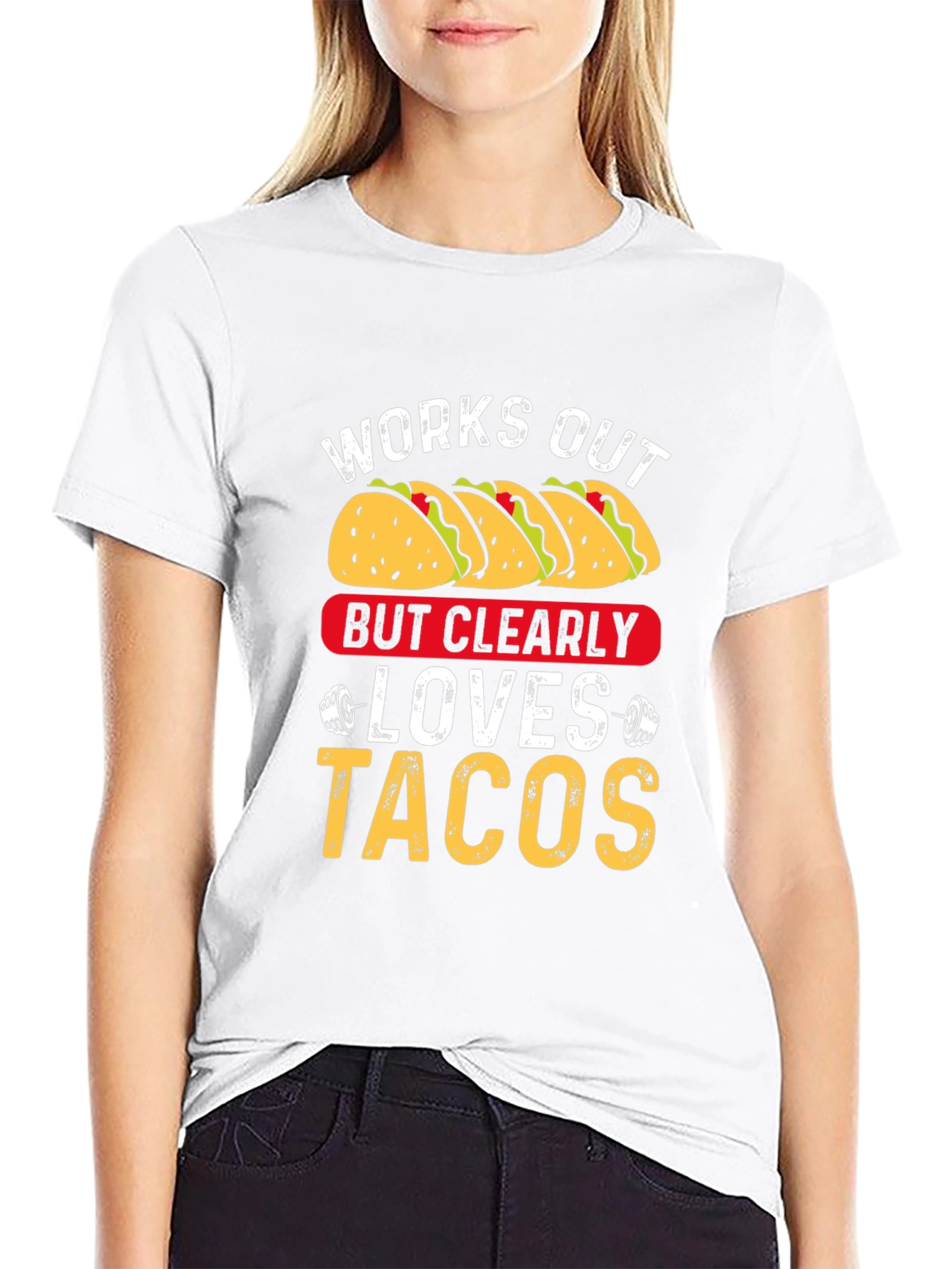 Works Out But Clearly Loves Tacos Graphic Tee