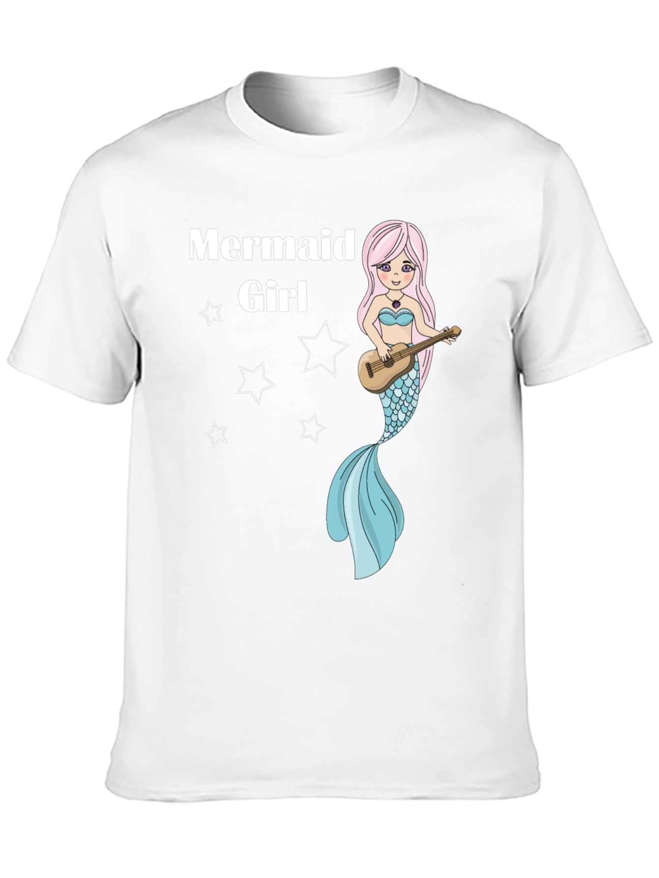 Mermaid Girl Graphic Tee - Black Cotton T-Shirt