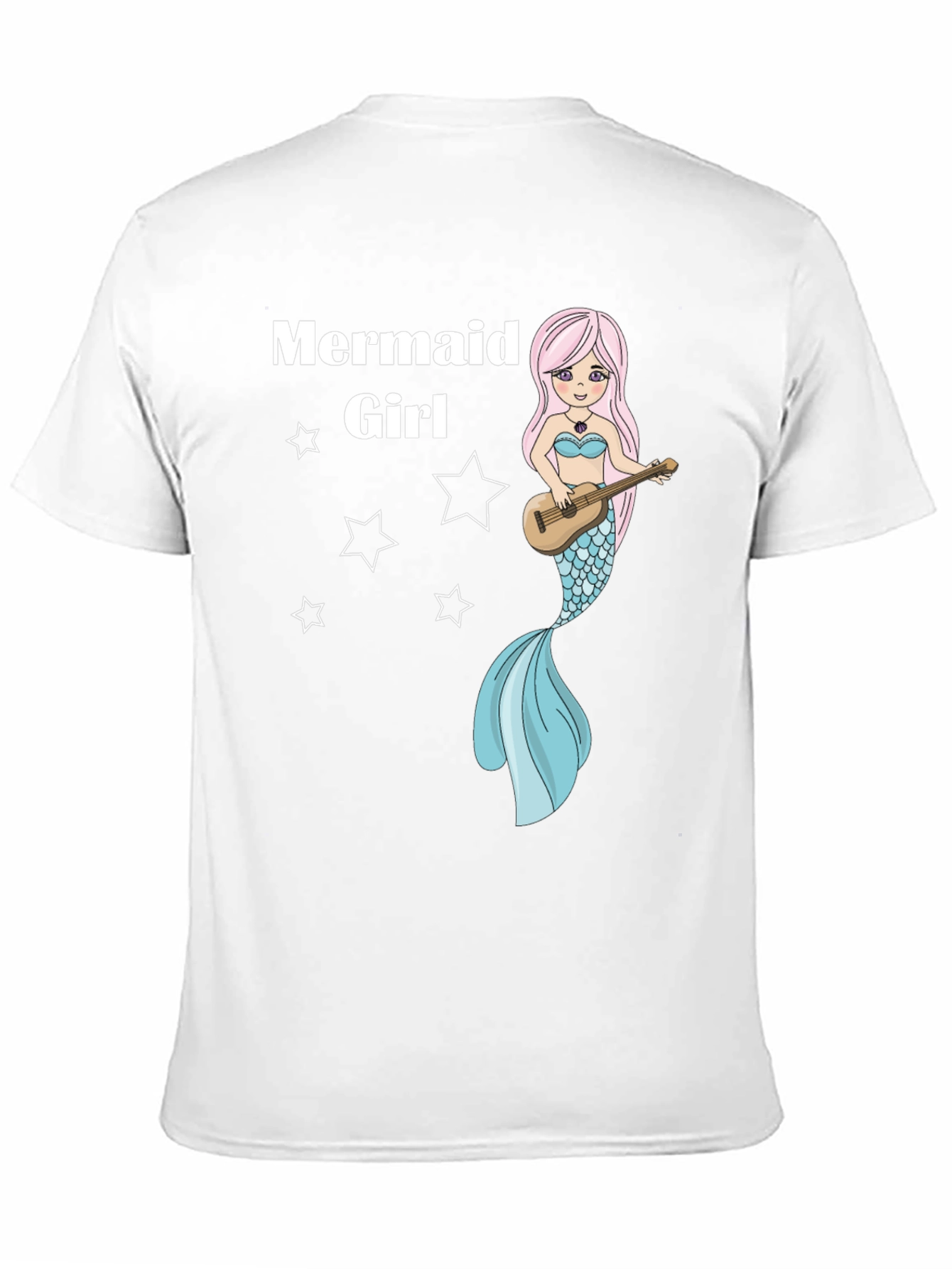 Mermaid Girl Graphic Tee - Black Cotton T-Shirt