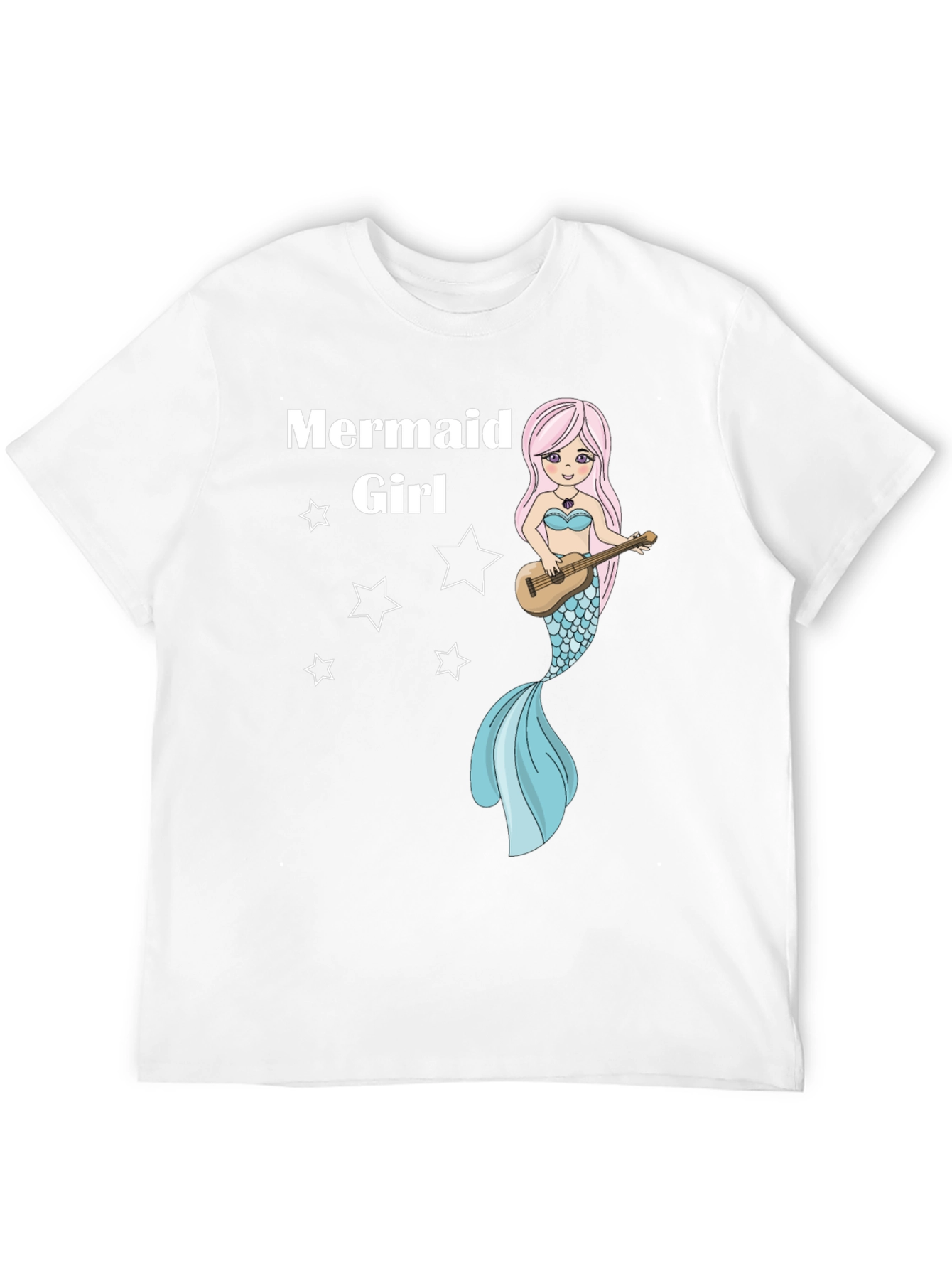 Mermaid Girl Graphic Tee - Black Cotton T-Shirt