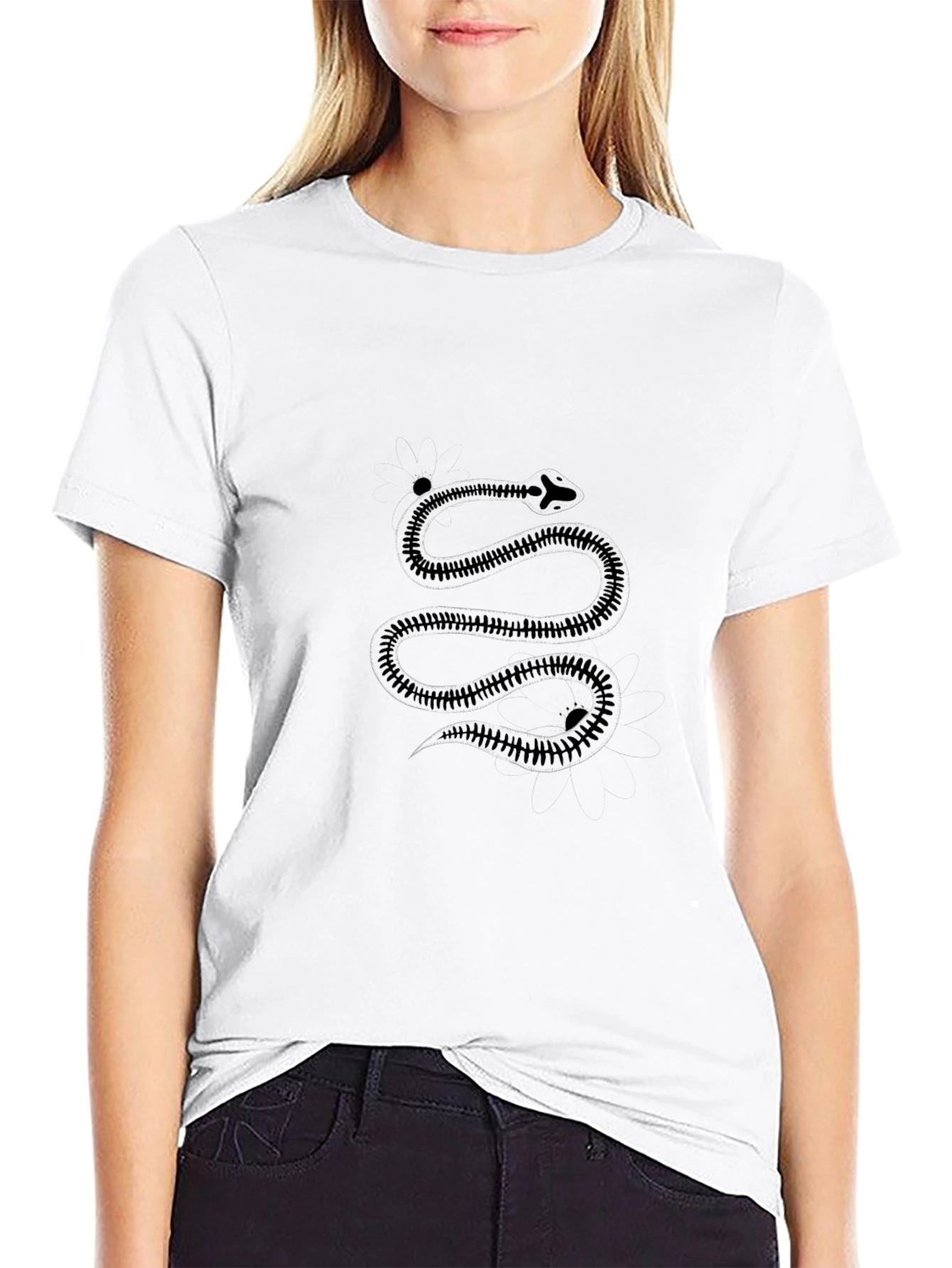 Mens Black T-Shirt with Snake Design