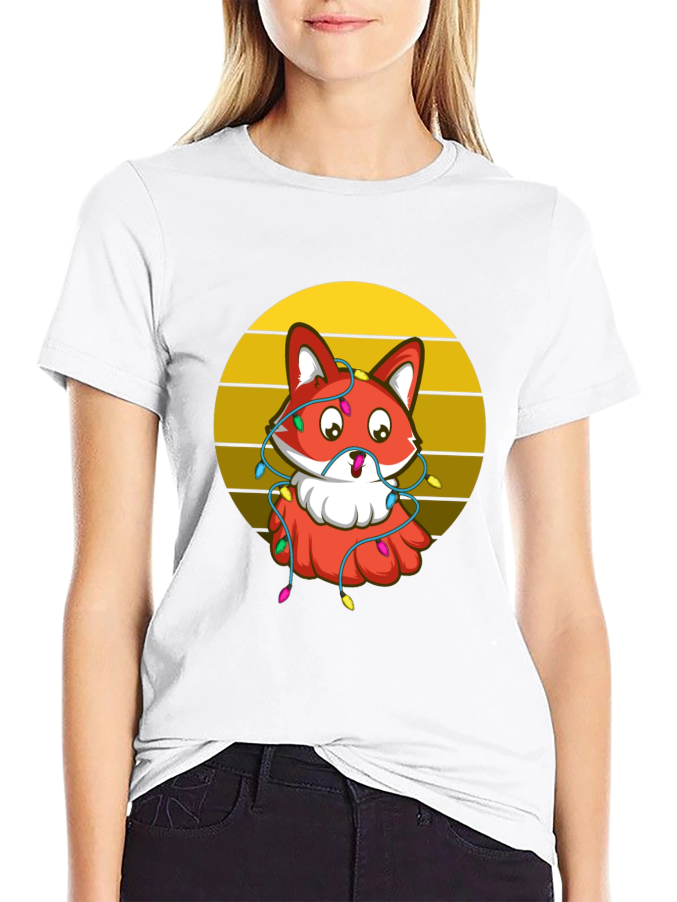 Festive Fox Graphic Tee - Holiday T-Shirt