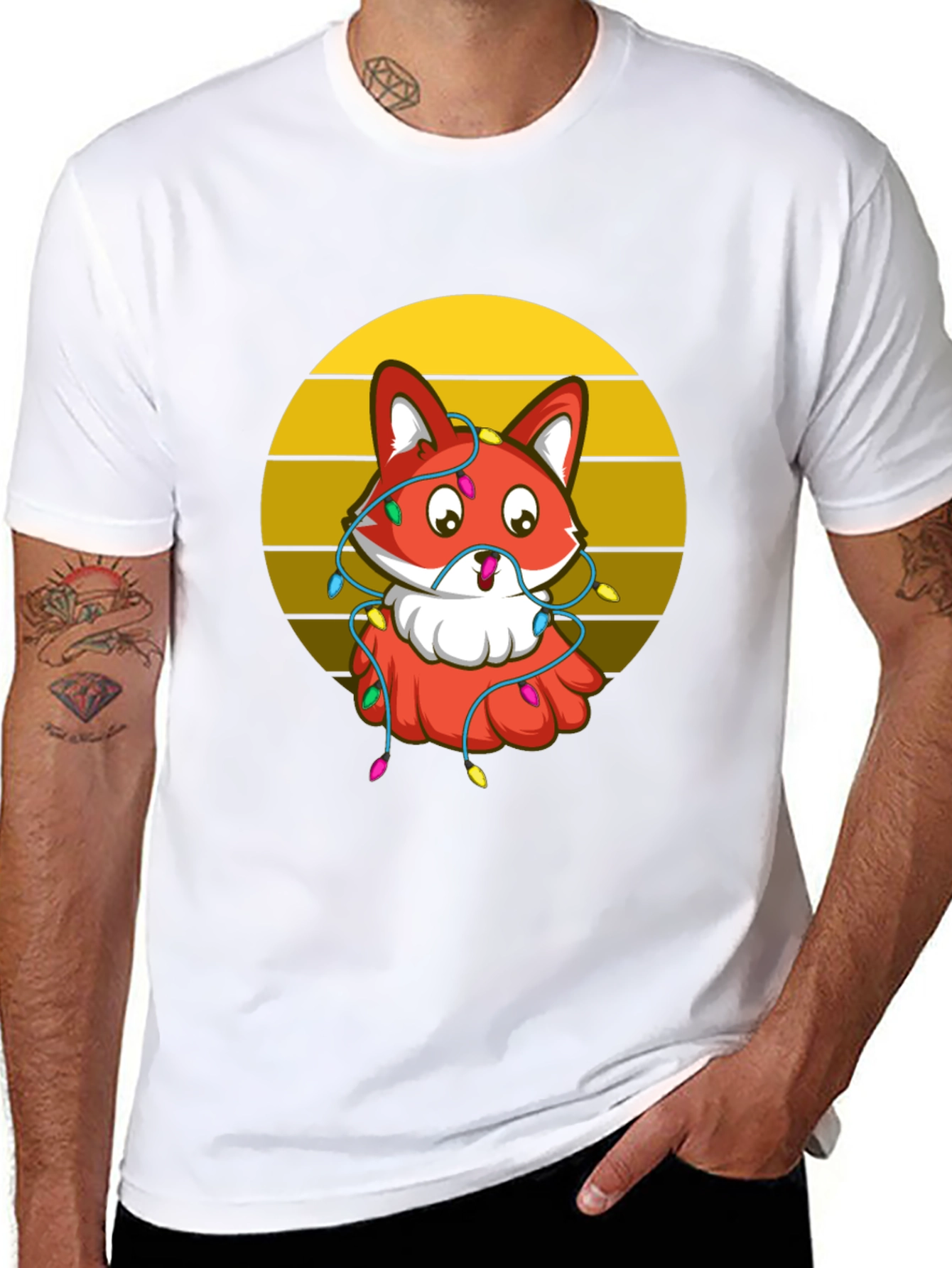 Festive Fox Graphic Tee - Holiday T-Shirt