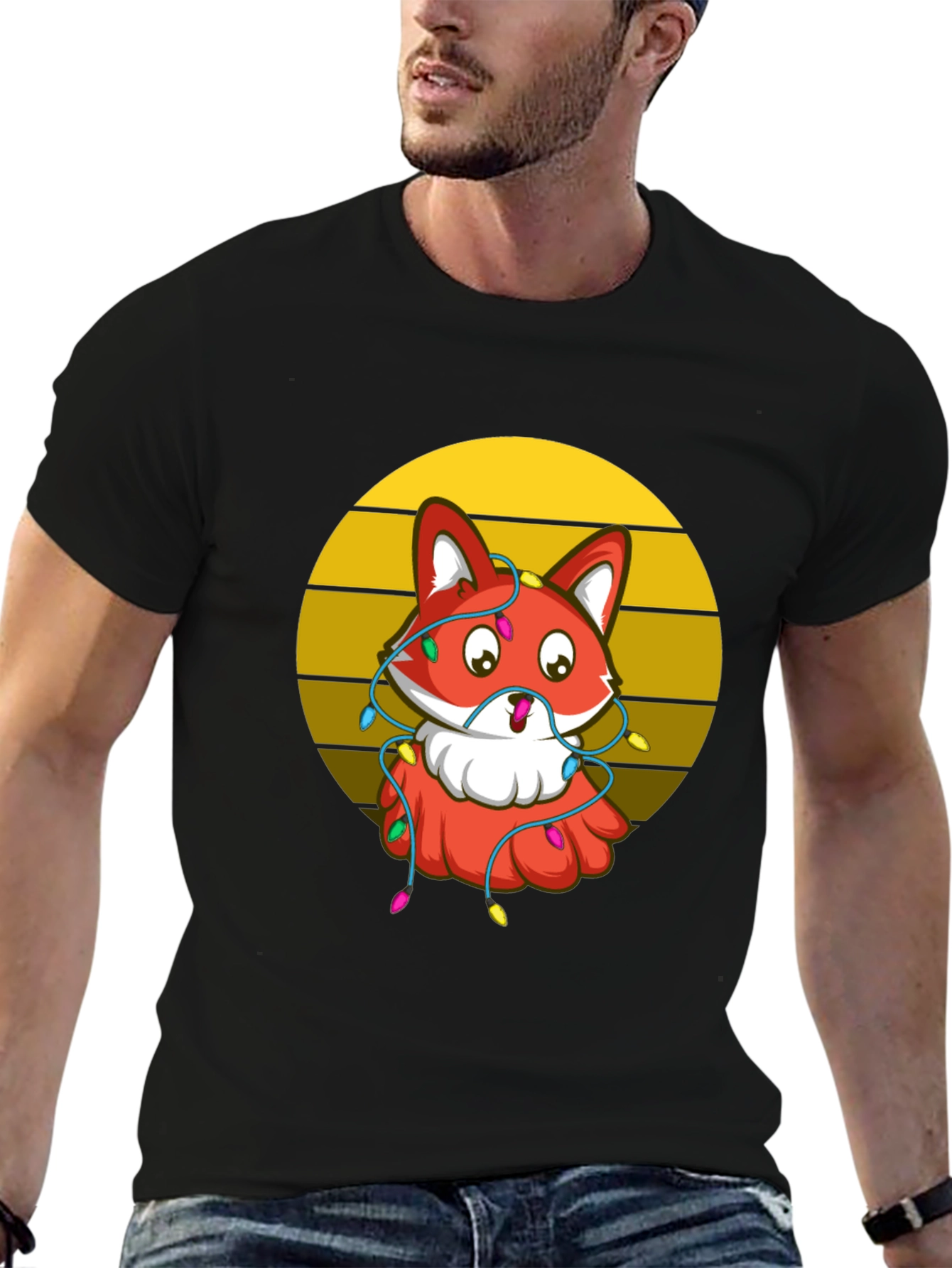 Festive Fox Graphic Tee - Holiday T-Shirt
