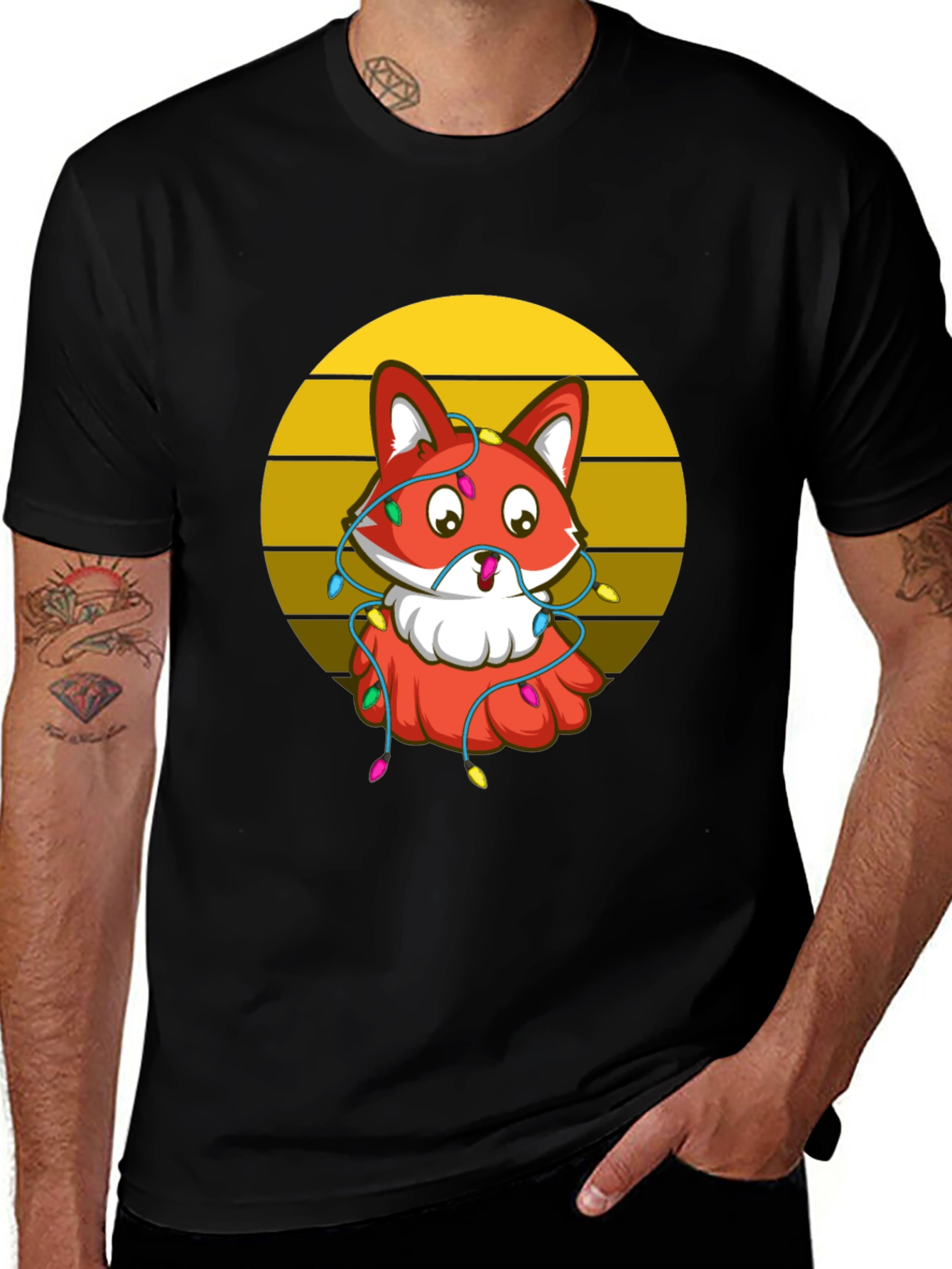 Festive Fox Graphic Tee - Holiday T-Shirt