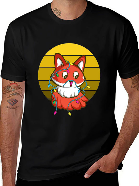 Festive Fox Graphic Tee - Holiday T-Shirt