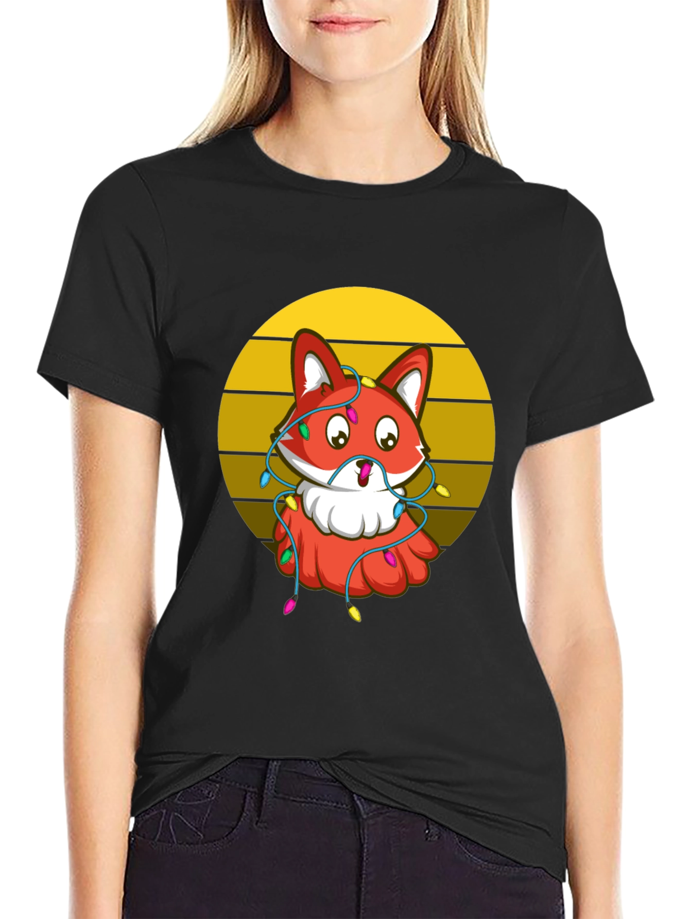 Festive Fox Graphic Tee - Holiday T-Shirt