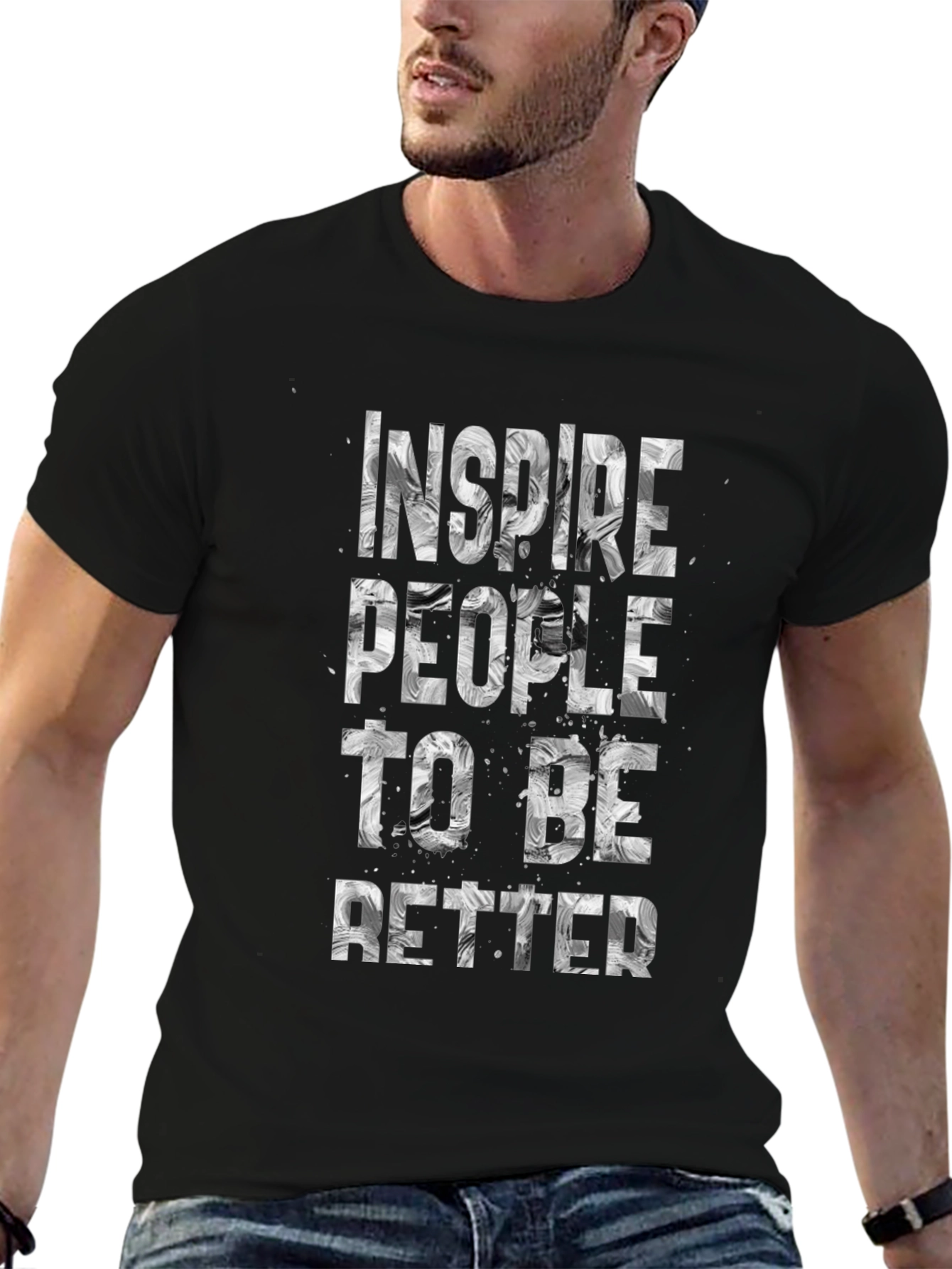 Inspire People Graphic Tee - Motivational Black T-Shirt