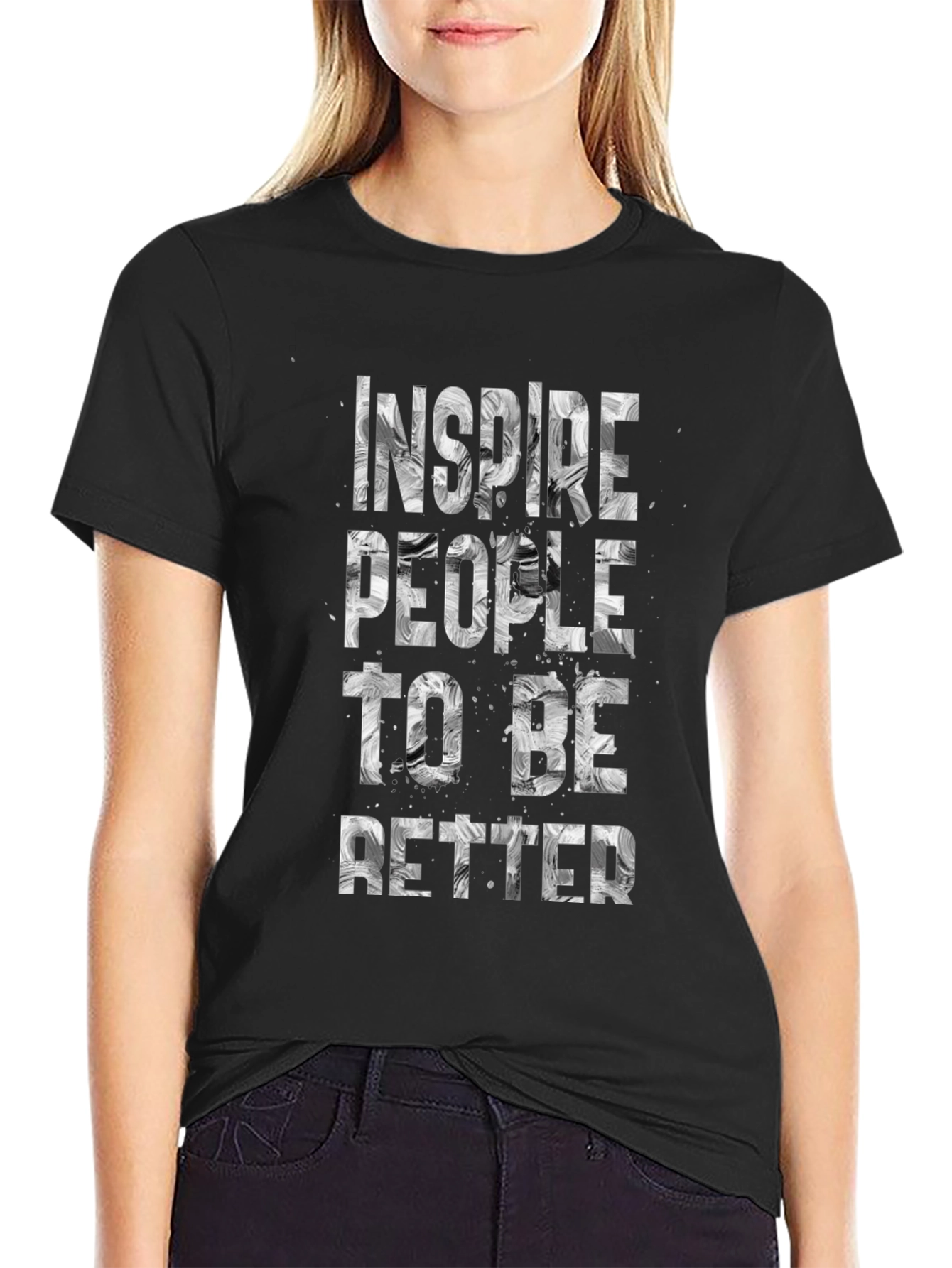 Inspire People Graphic Tee - Motivational Black T-Shirt