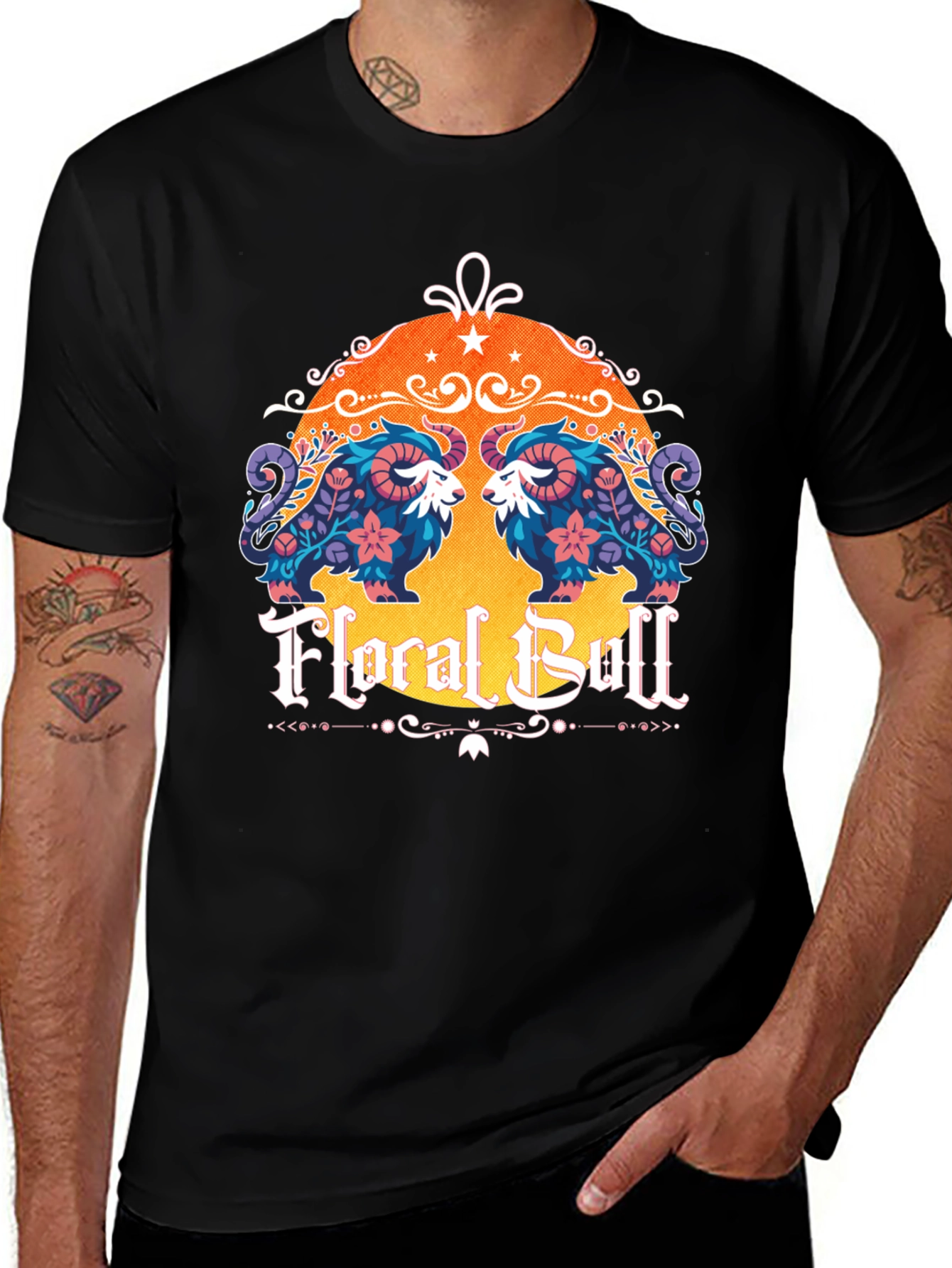 Floral Bull Graphic Tee