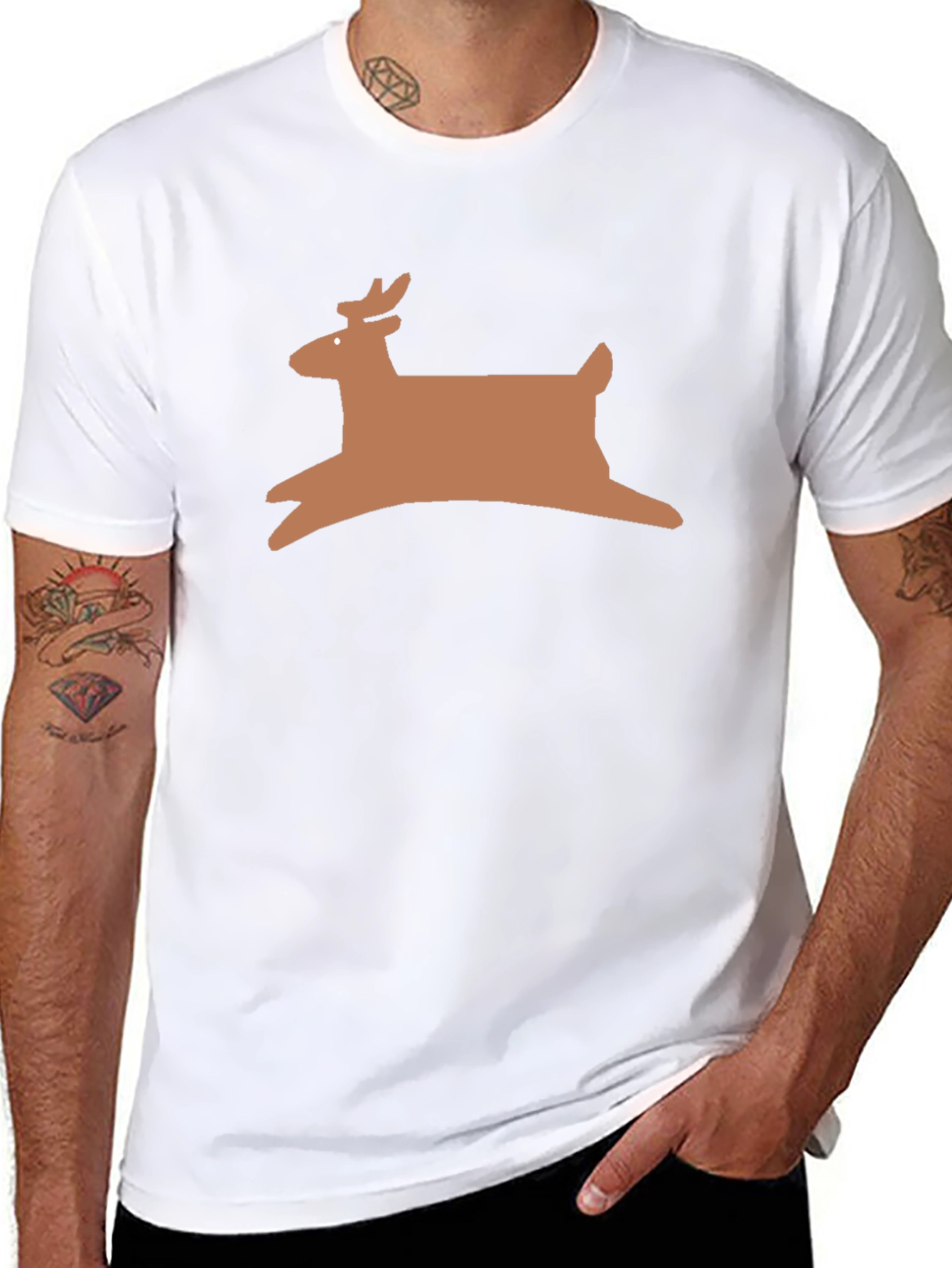 Reindeer Graphic Tee - Black Holiday Shirt
