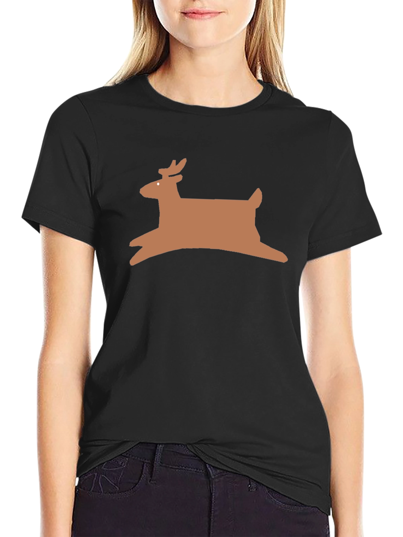 Reindeer Graphic Tee - Black Holiday Shirt