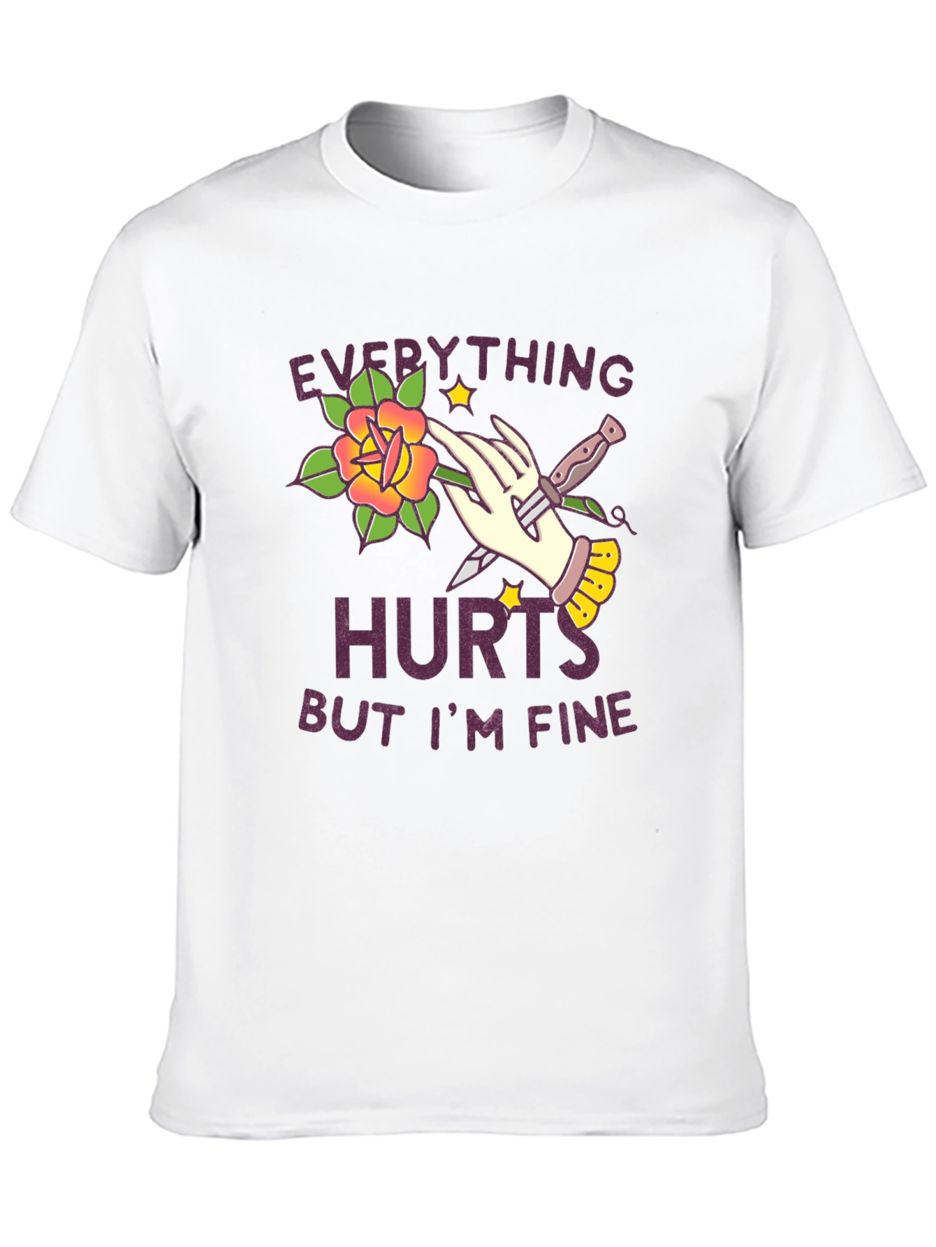 Everything Hurts But Im Fine Black Graphic T-Shirt