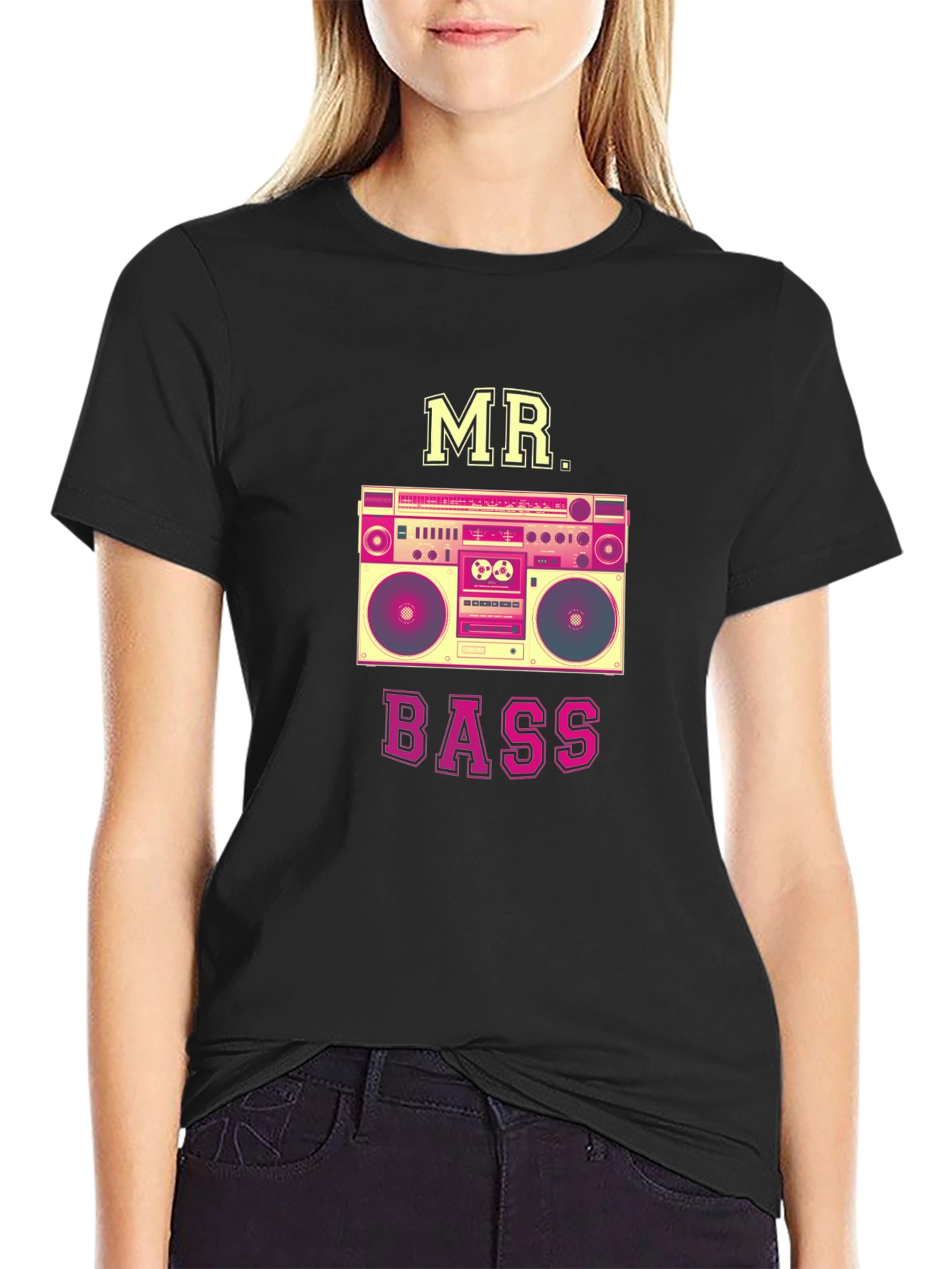 MR. BASS Boombox Graphic T-Shirt - Retro Style