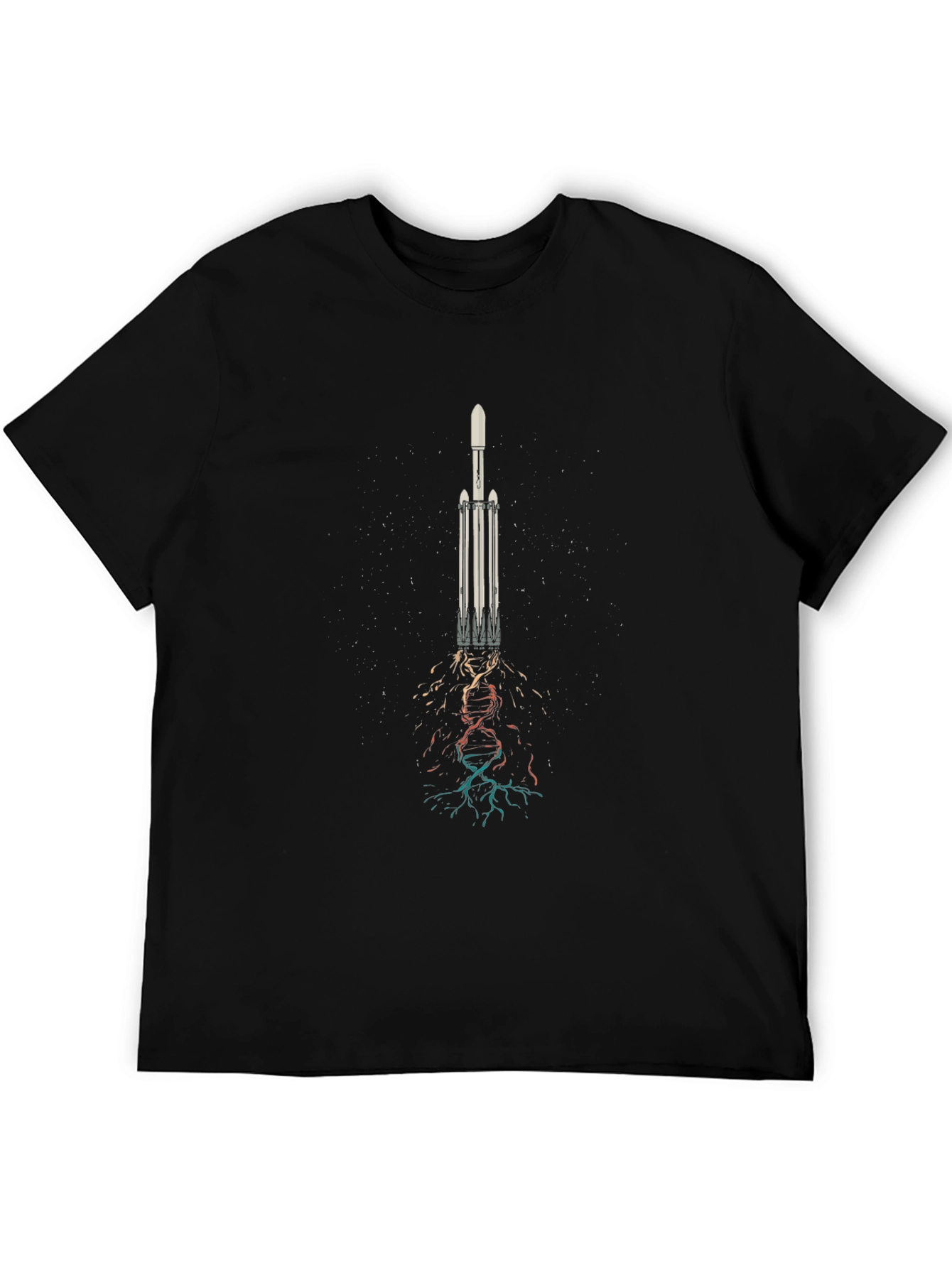 Rocket Launch Graphic Tee - Soft Black Cotton T-Shirt