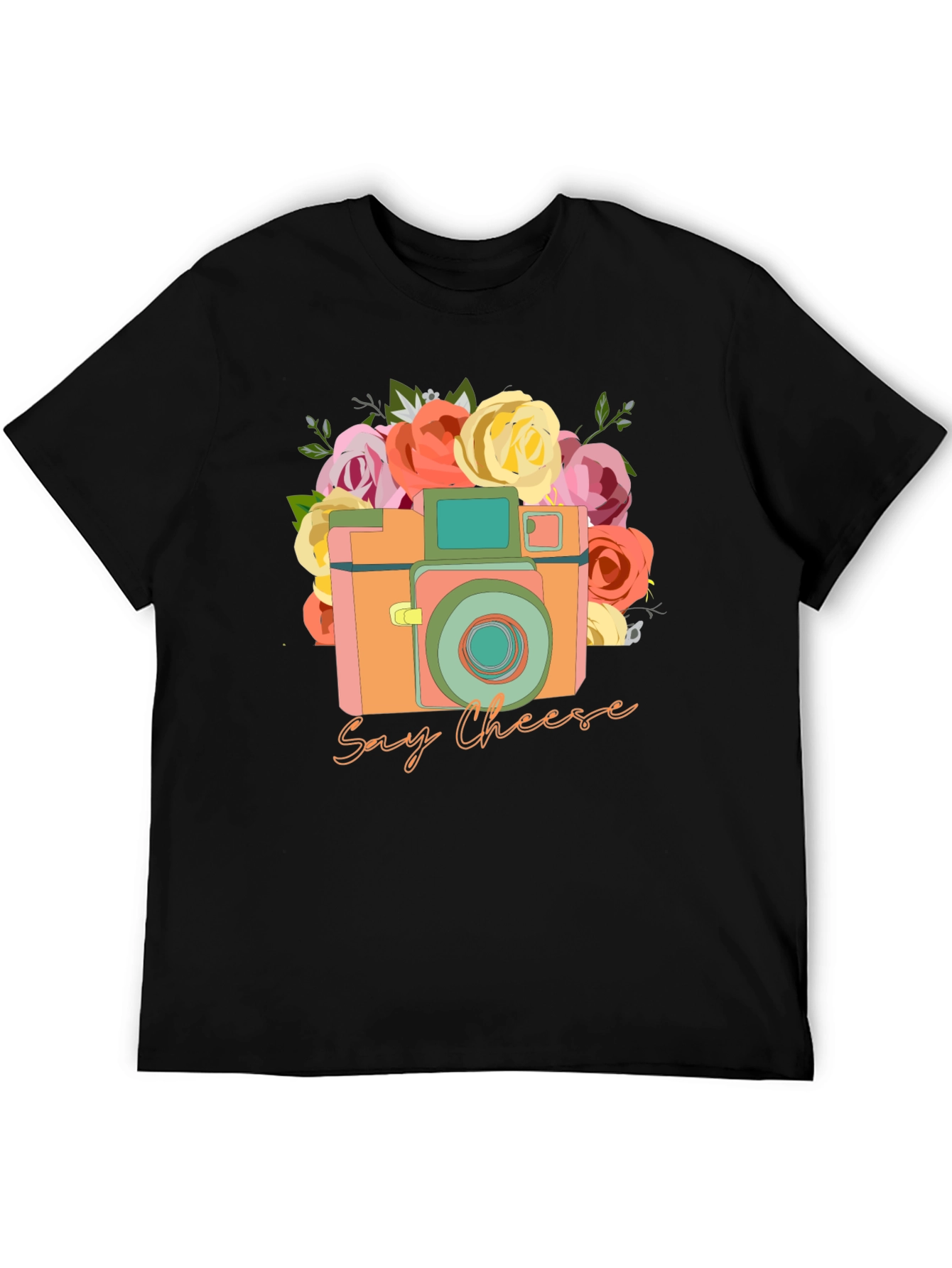 Say Cheese Camera Graphic Tee - Retro Style