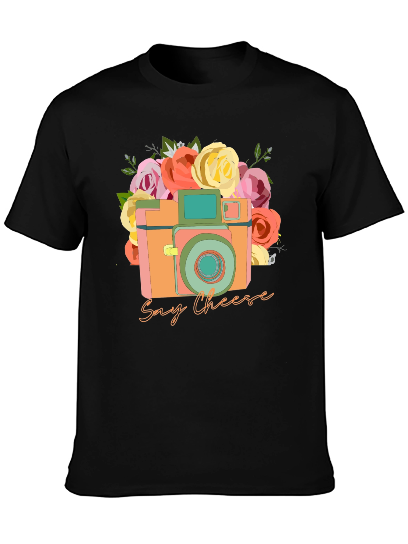 Say Cheese Camera Graphic Tee - Retro Style