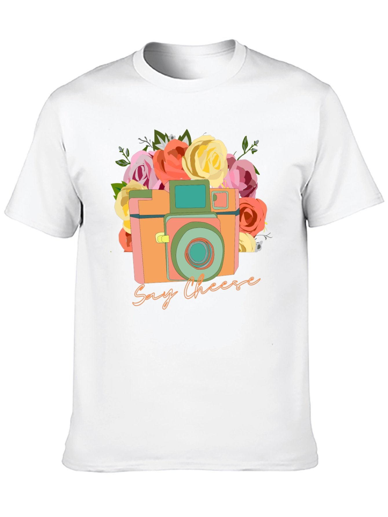 Say Cheese Camera Graphic Tee - Retro Style
