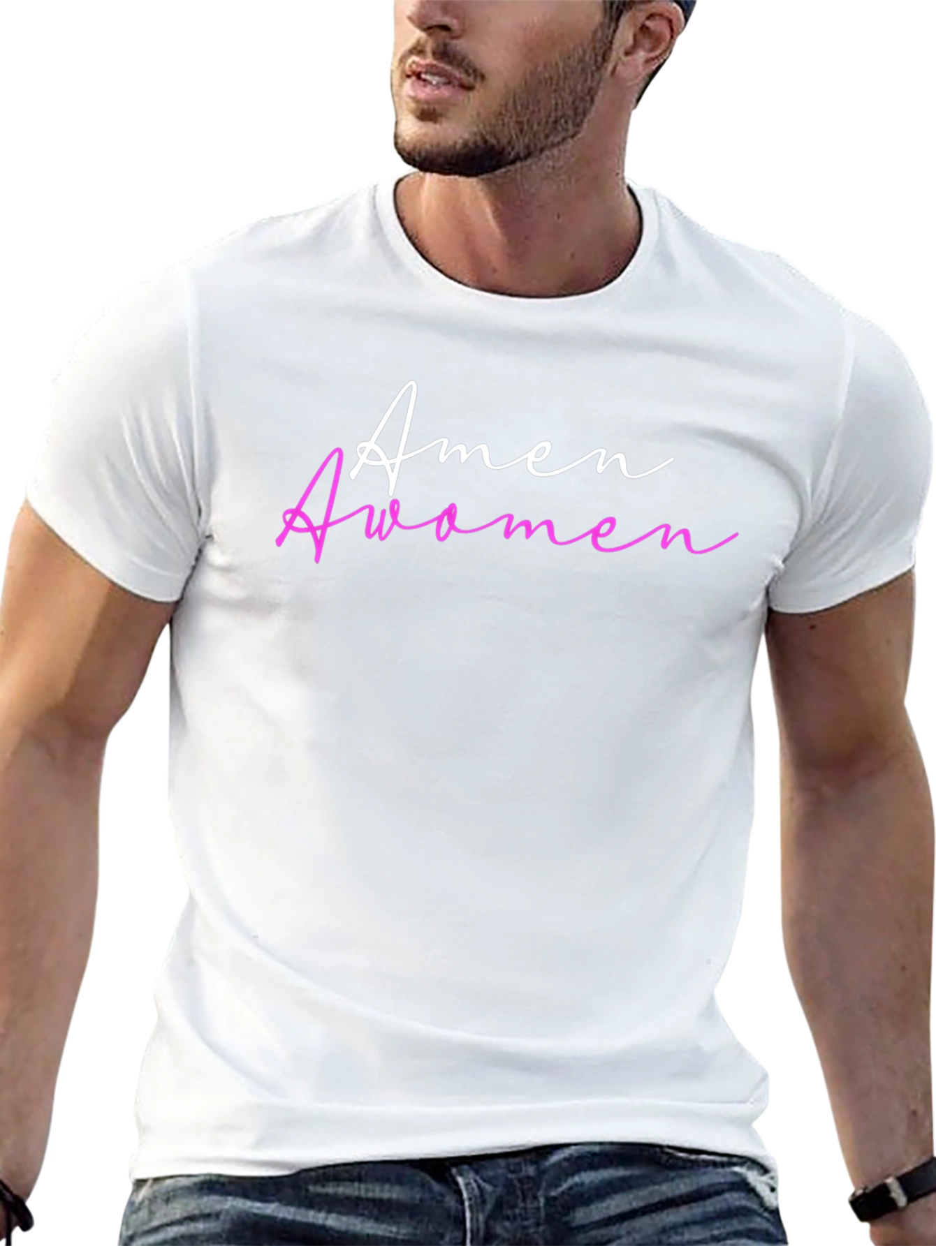 Amen Awomen T-Shirt - Trendy Slogan Tee
