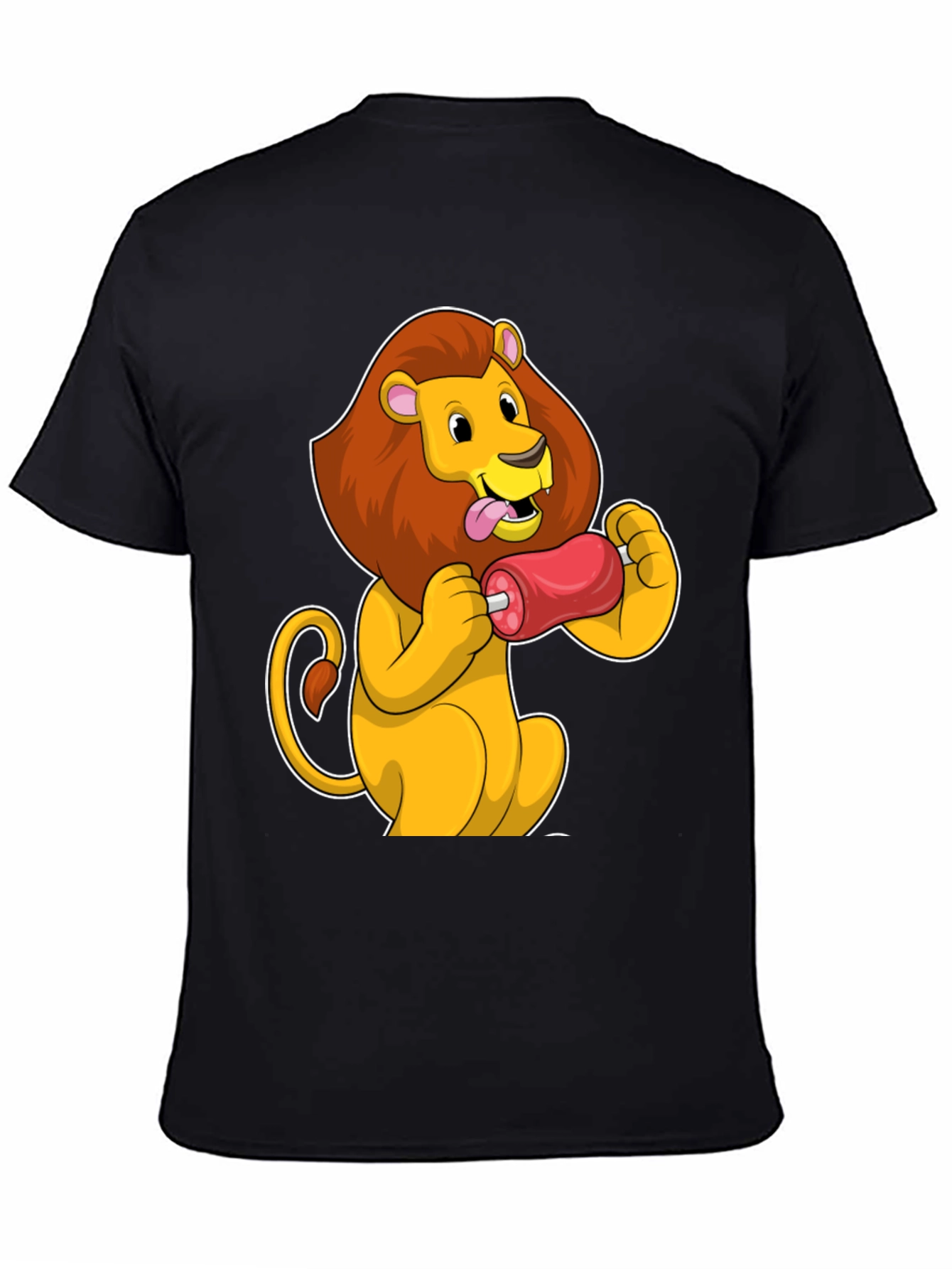 Lion Eating Meat T-Shirt - Cartoon Graphic Tee