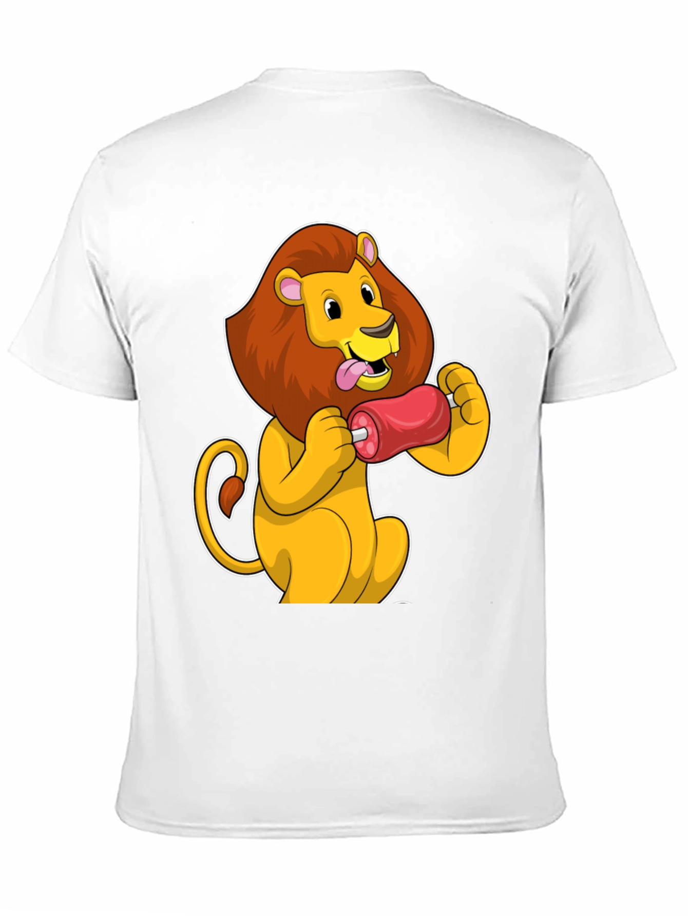 Lion Eating Meat T-Shirt - Cartoon Graphic Tee