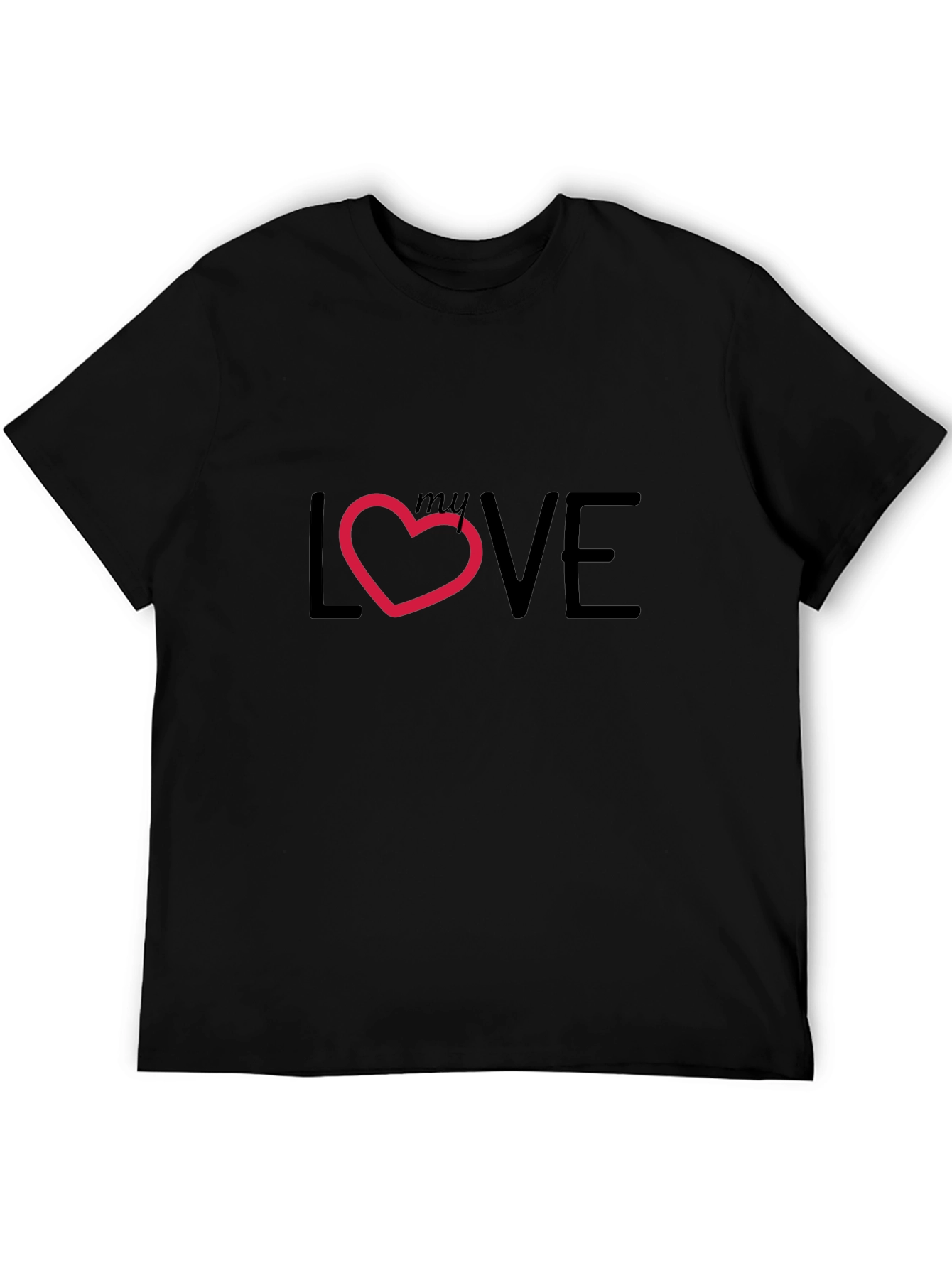 My Love Heart Graphic Black T-Shirt