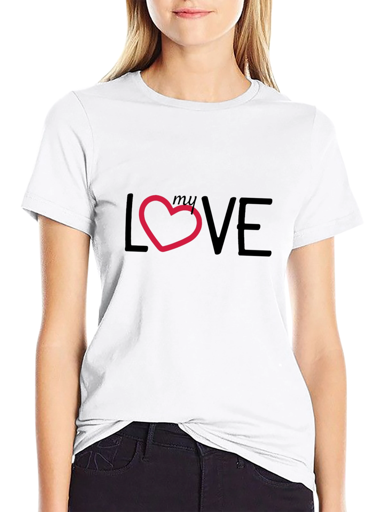 My Love Heart Graphic Black T-Shirt