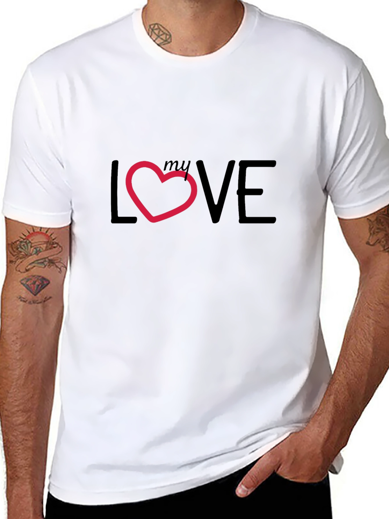 My Love Heart Graphic Black T-Shirt