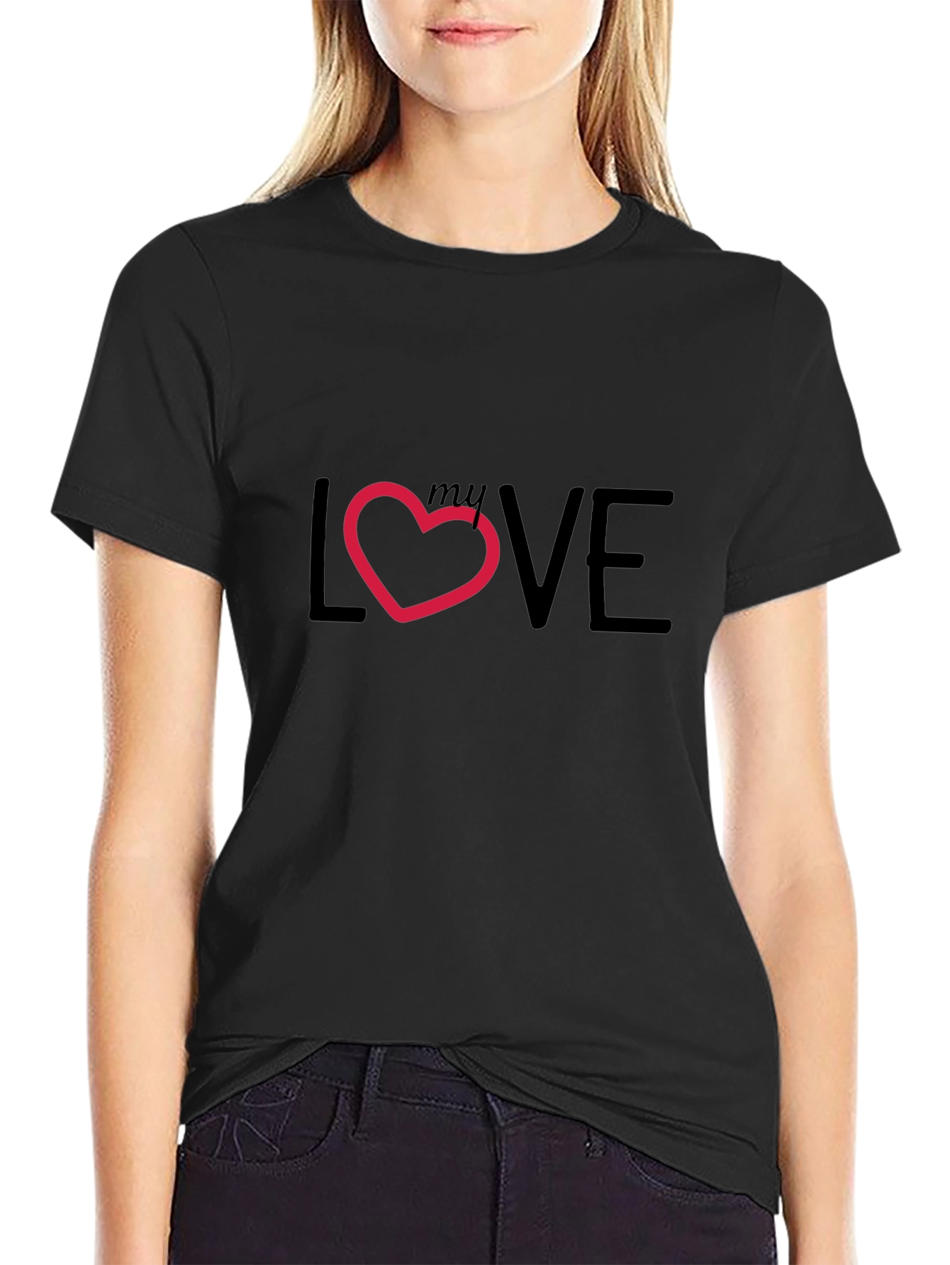 My Love Heart Graphic Black T-Shirt