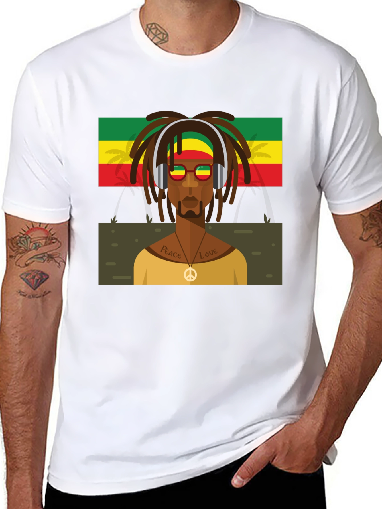 Rasta Man Graphic Tee - Peace & Love Vibes