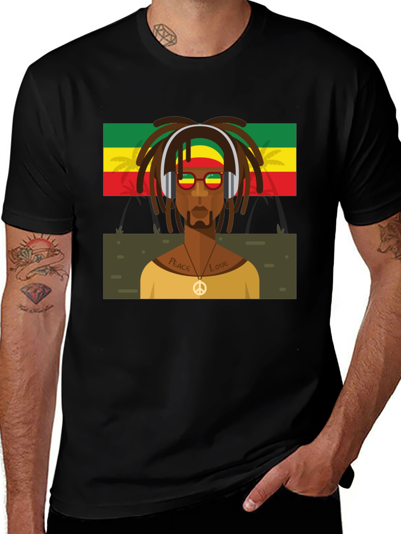 Rasta Man Graphic Tee - Peace & Love Vibes