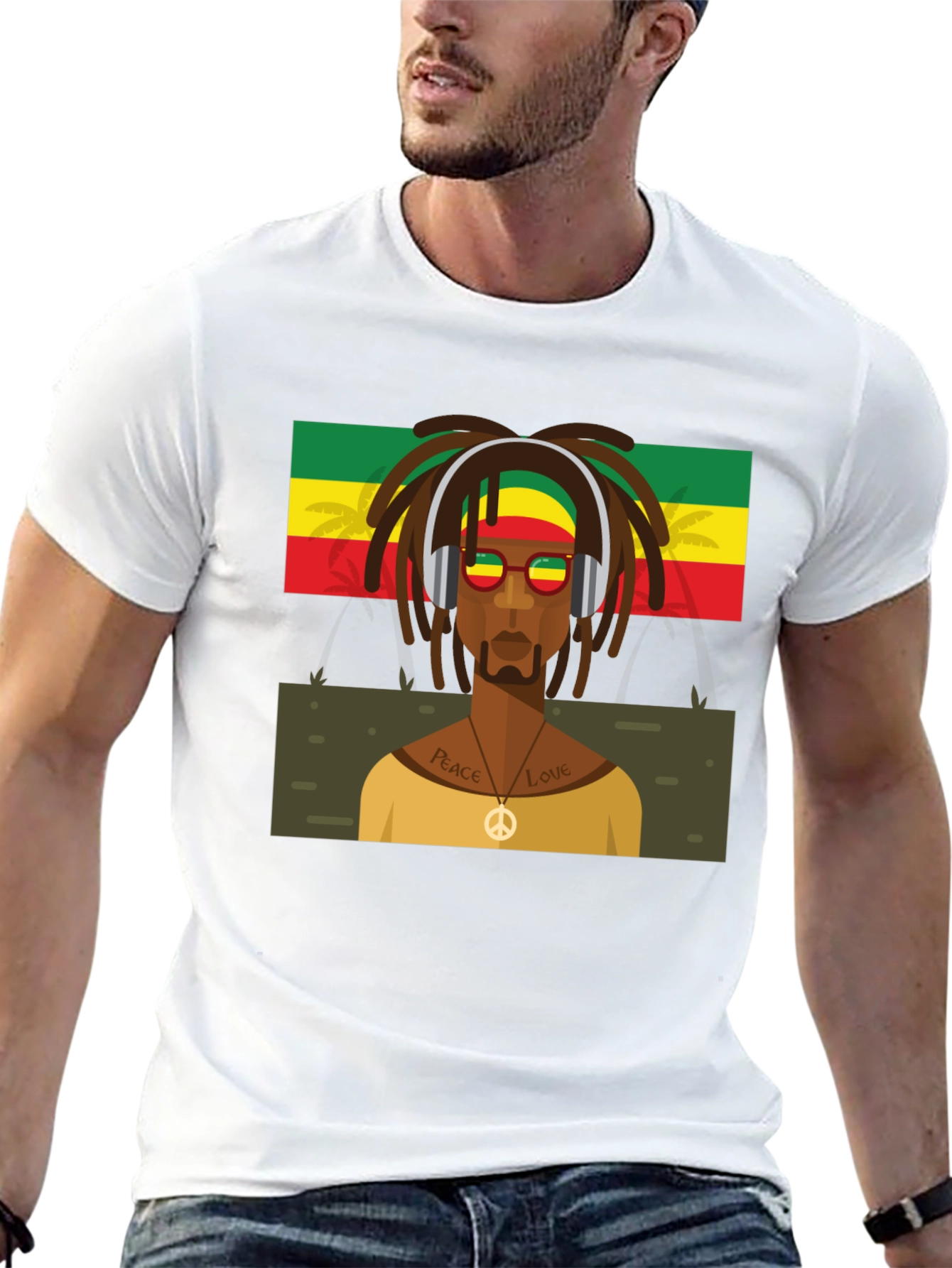 Rasta Man Graphic Tee - Peace & Love Vibes