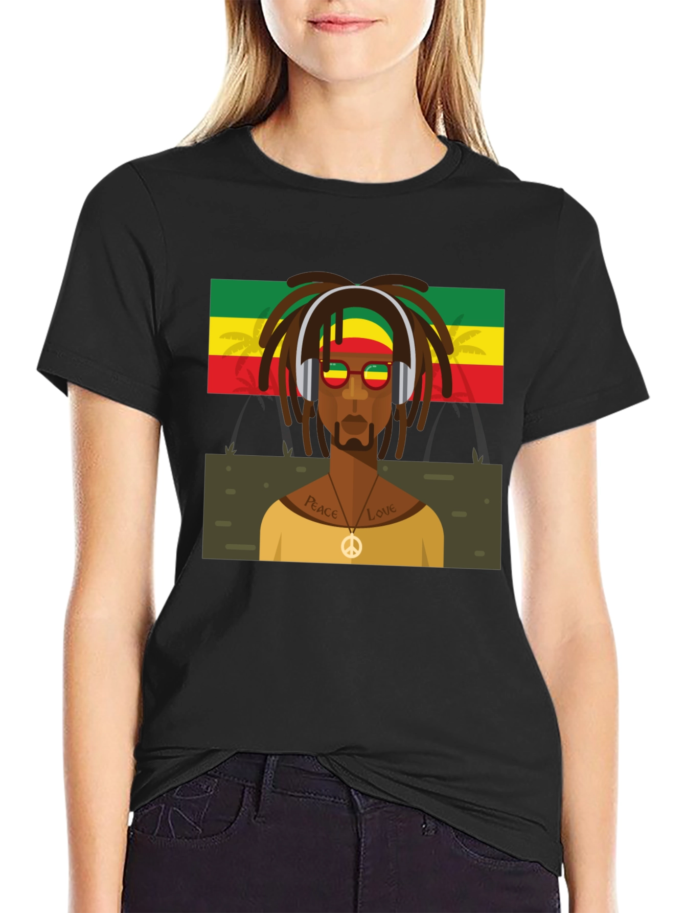 Rasta Man Graphic Tee - Peace & Love Vibes