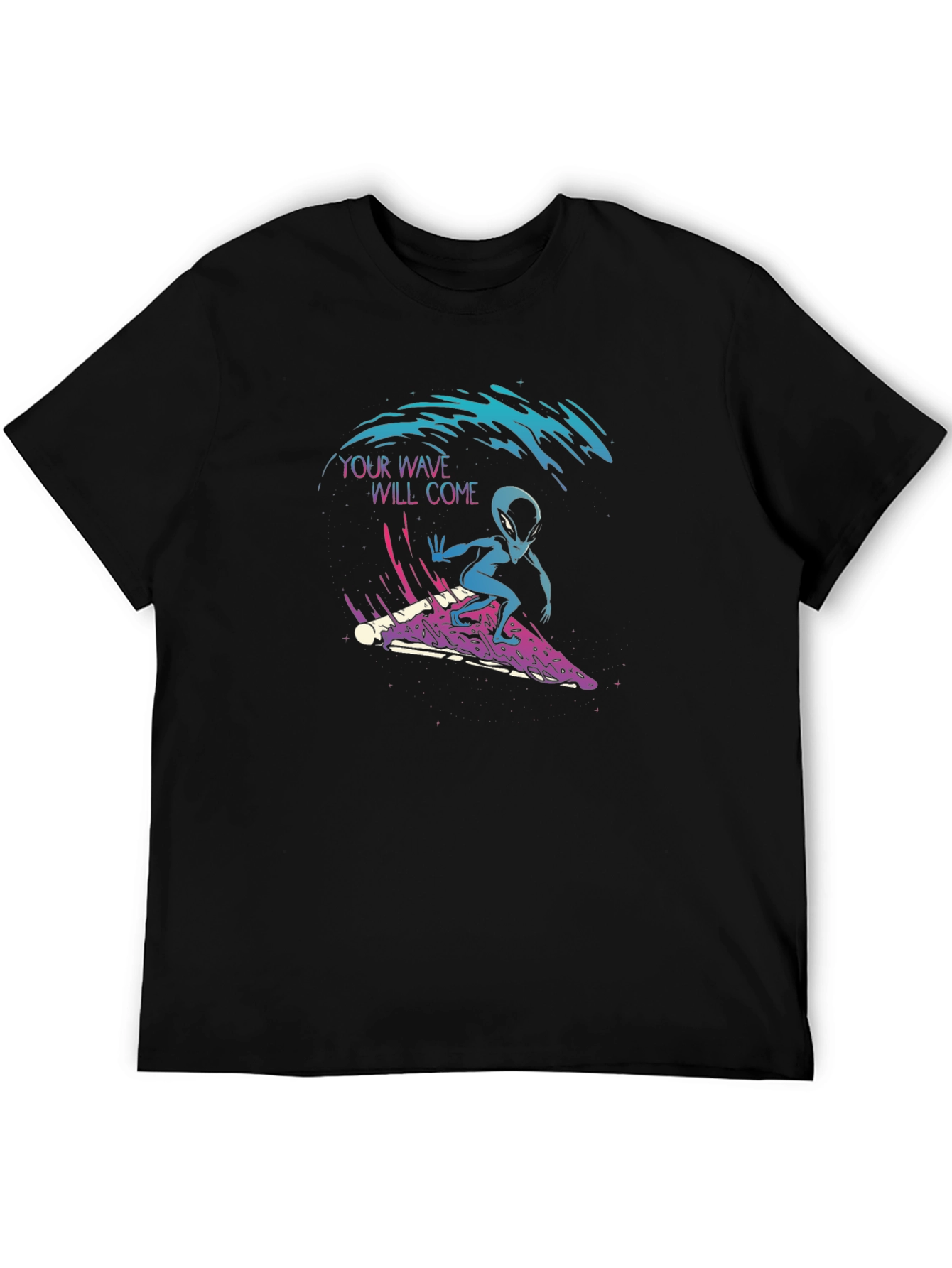 Surfing Alien Pizza T-Shirt - Your Wave Will Come