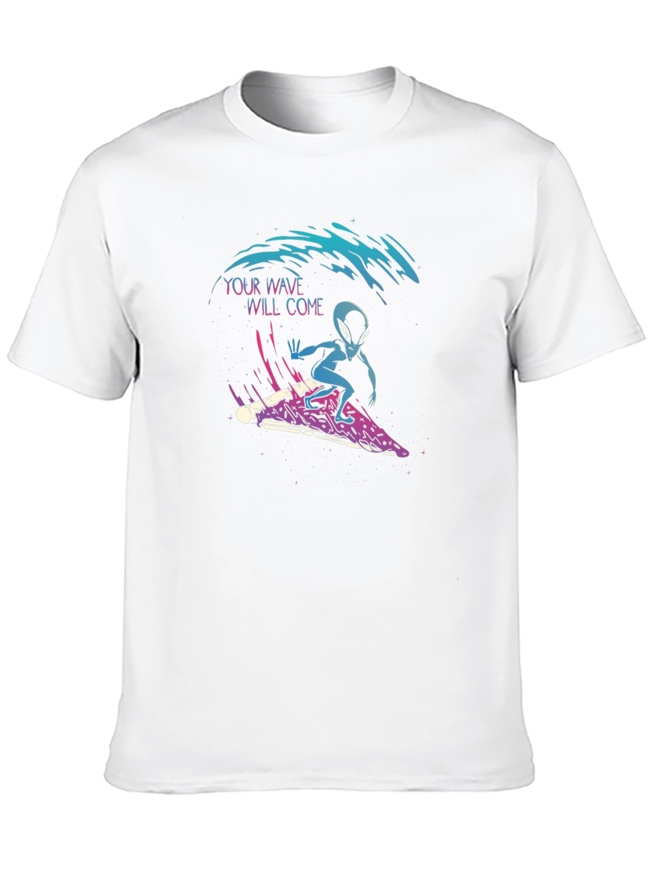 Surfing Alien Pizza T-Shirt - Your Wave Will Come