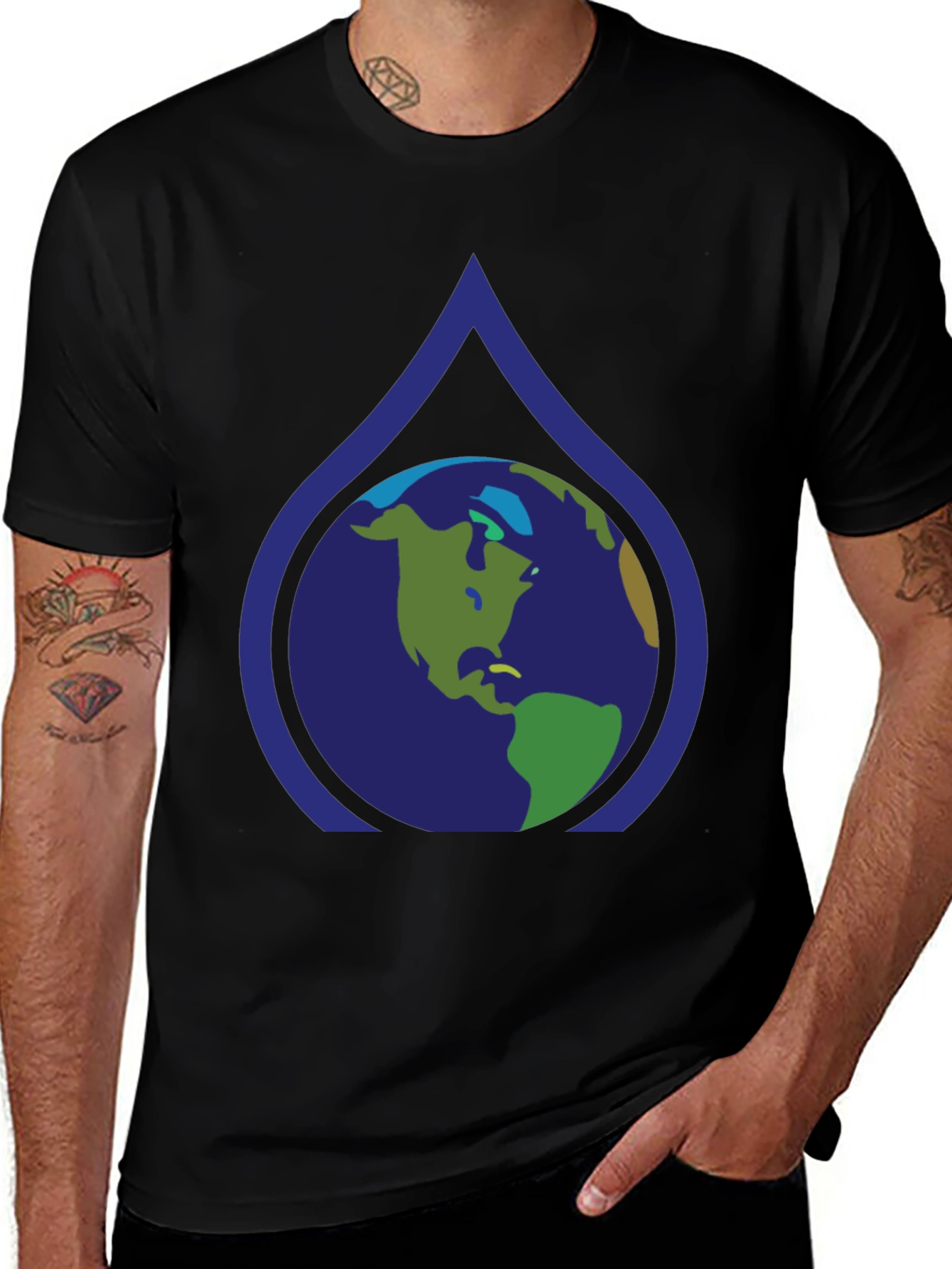 Earth Drop Graphic Black T-Shirt