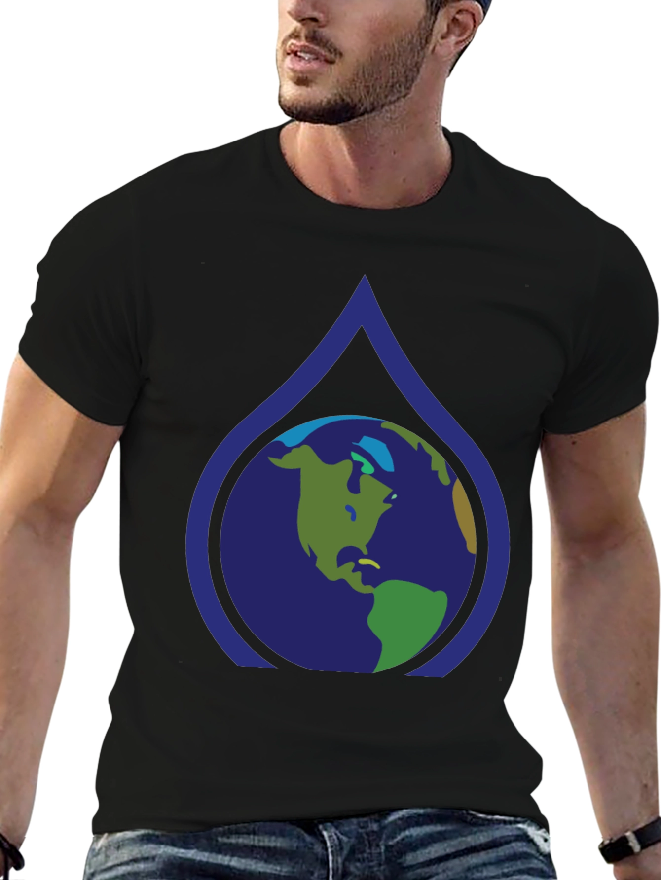 Earth Drop Graphic Black T-Shirt