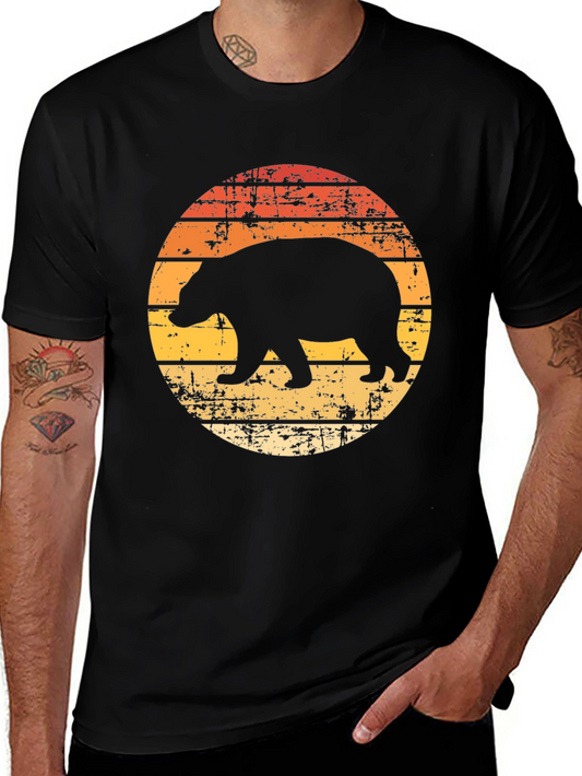 Retro Bear Graphic Tee - Black