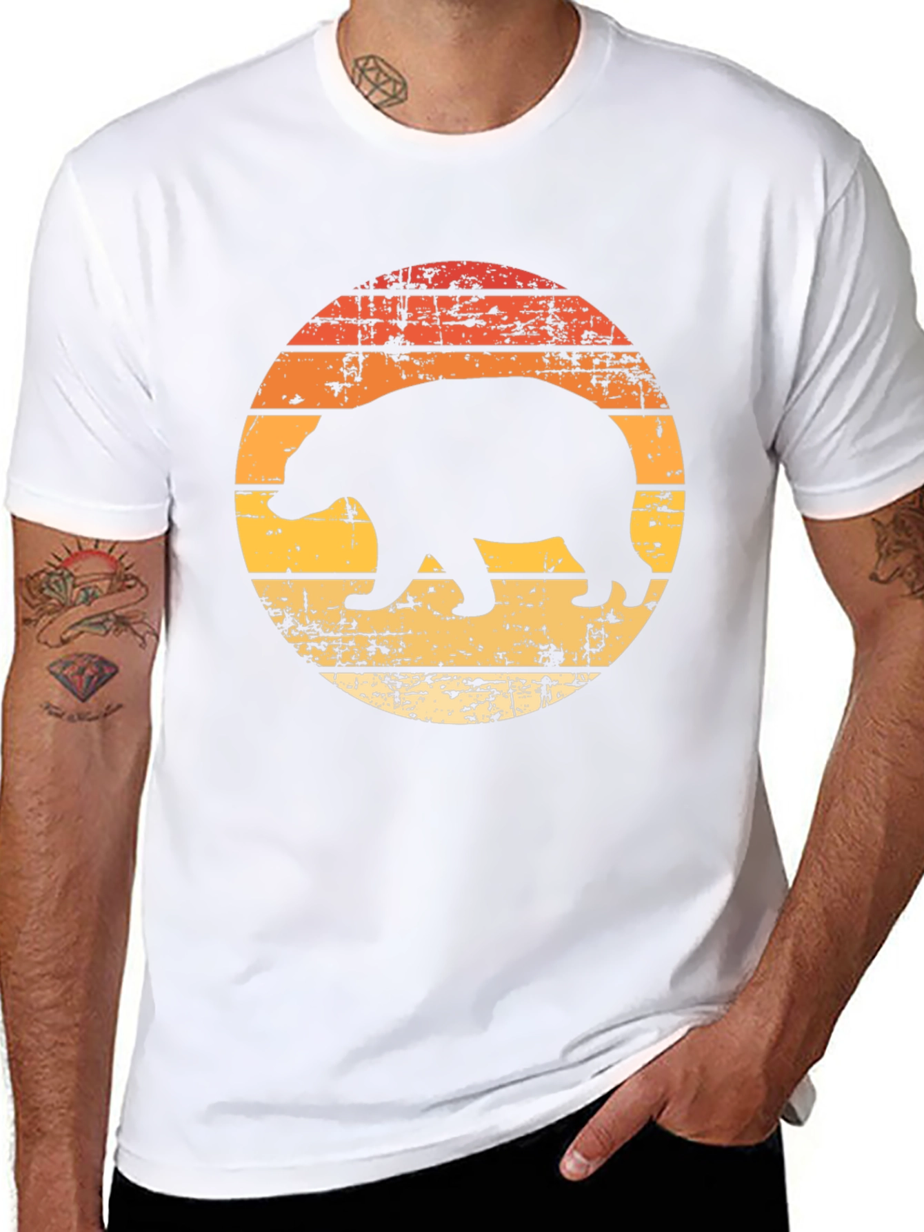 Retro Bear Graphic Tee - Black