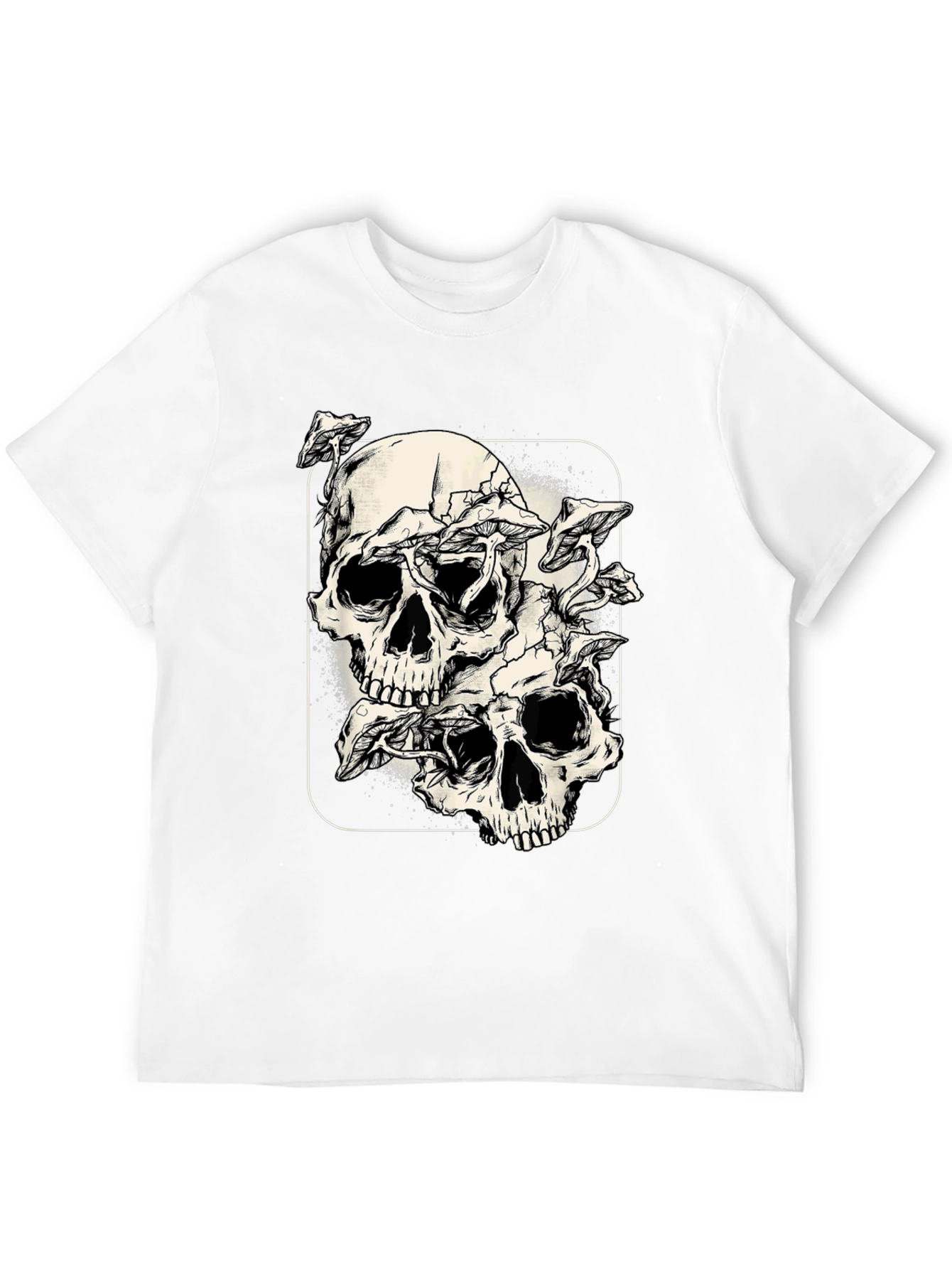 Skull & Mushroom Graphic Tee - Dark Aesthetic Shirt