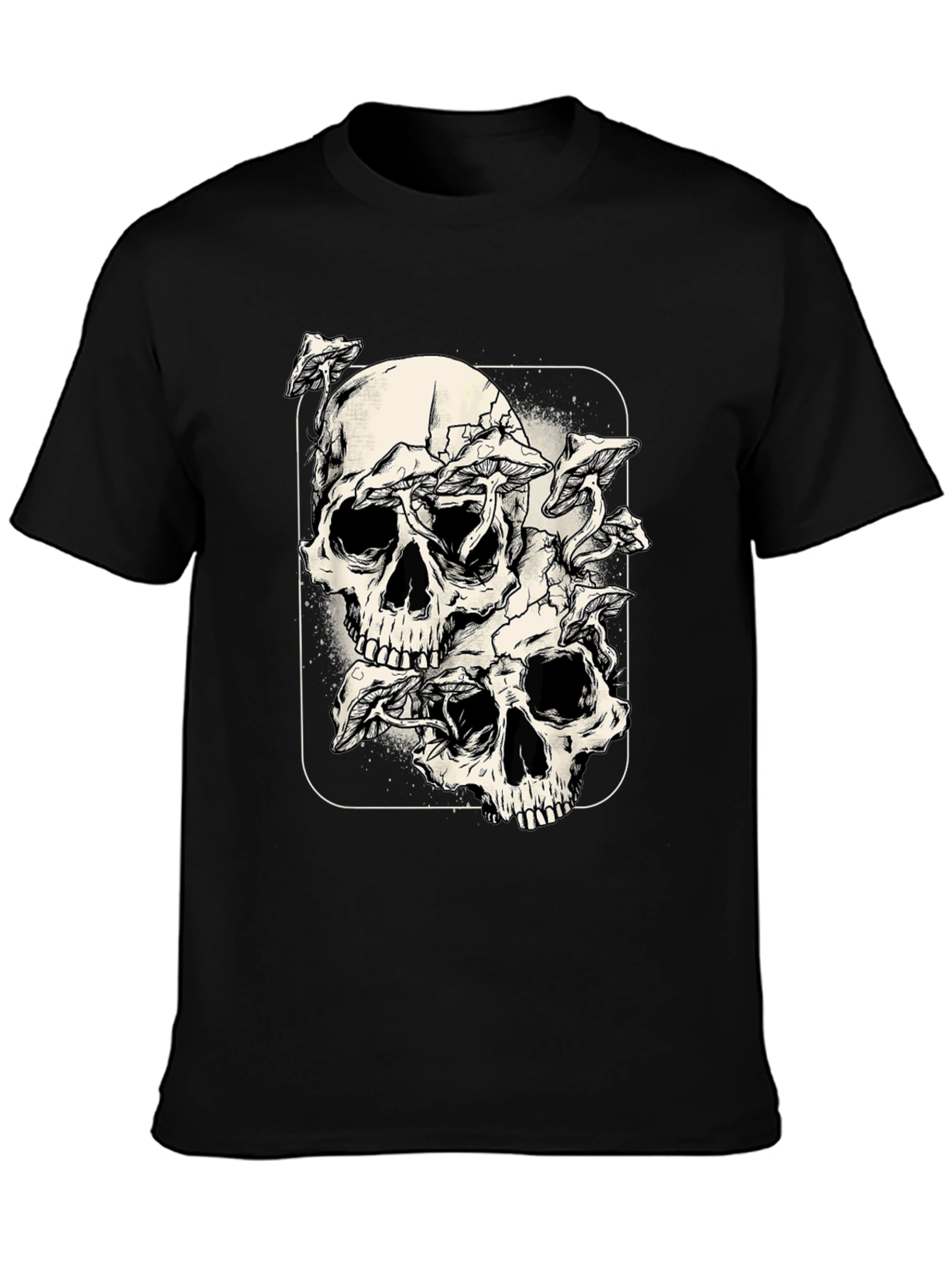 Skull & Mushroom Graphic Tee - Dark Aesthetic Shirt
