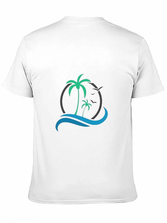 Tropical Palm Tree Graphic Tee - Black