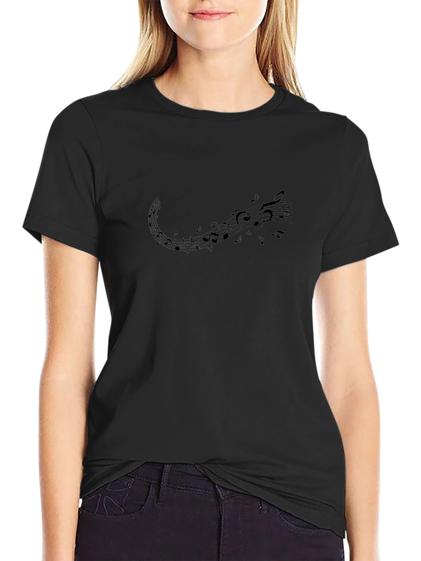 Musical Note Black T-Shirt