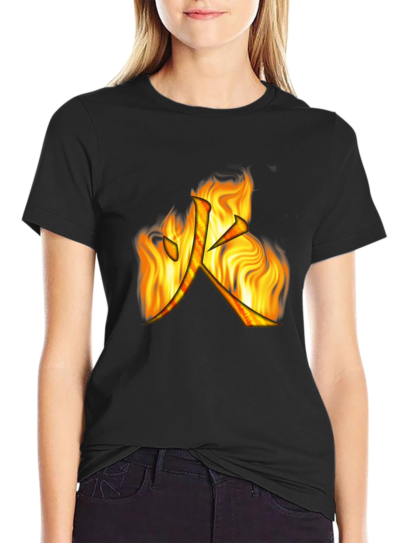 Fire Kanji Graphic Black T-Shirt