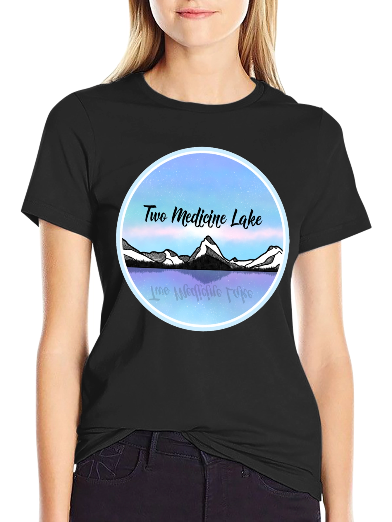 Two Medicine Lake T-Shirt Black Graphic Tee