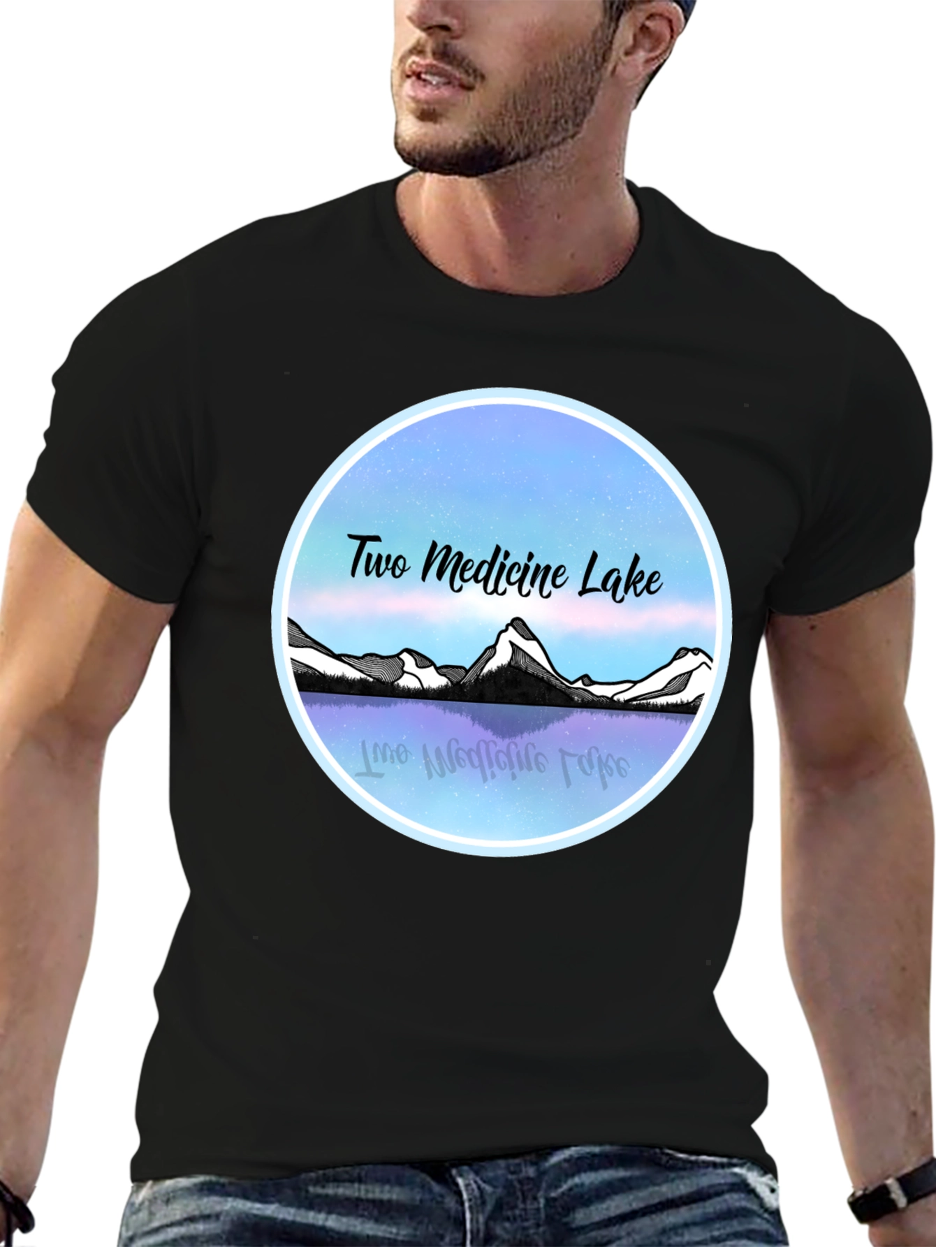 Two Medicine Lake T-Shirt Black Graphic Tee